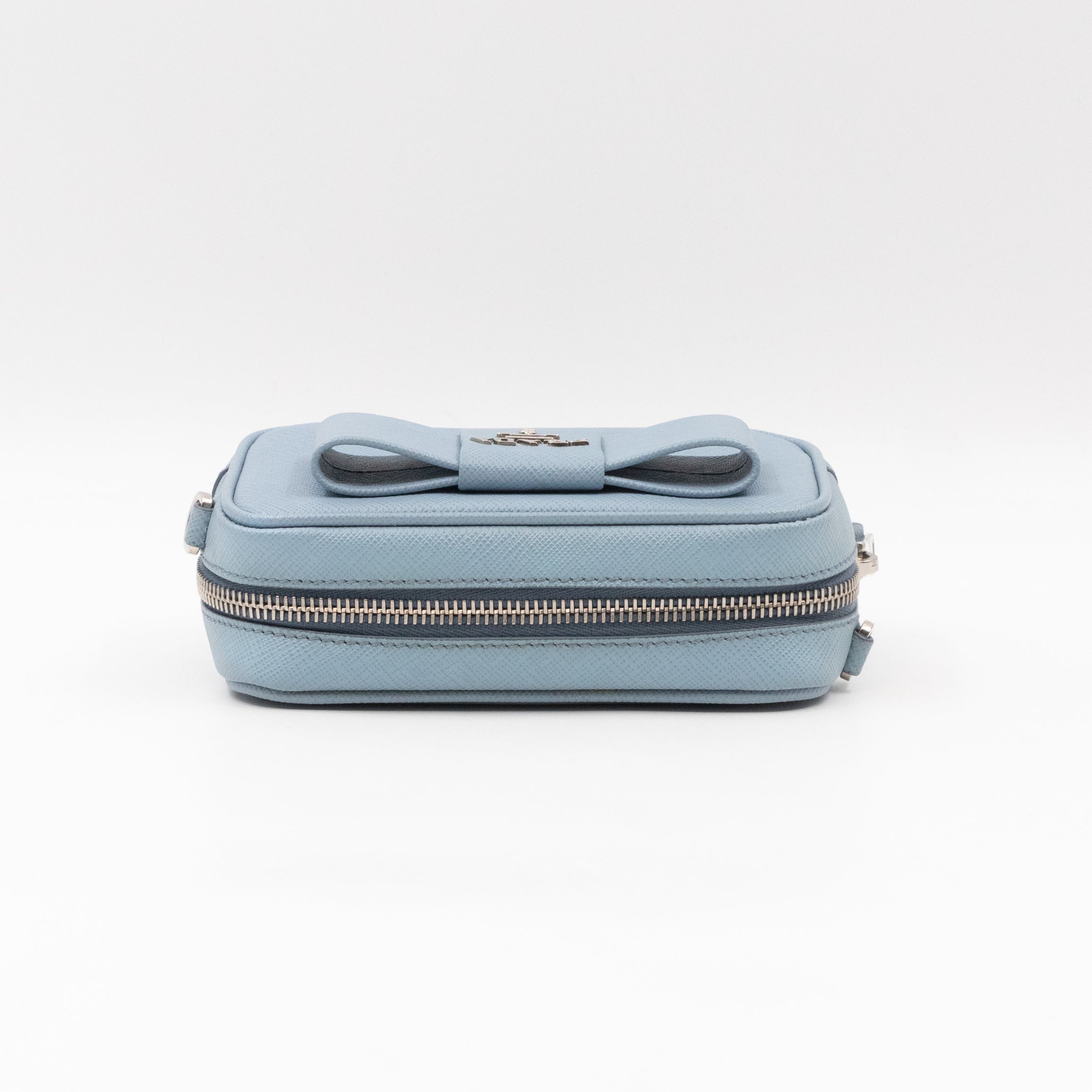 Bow Camera Bag Light Blue Leather