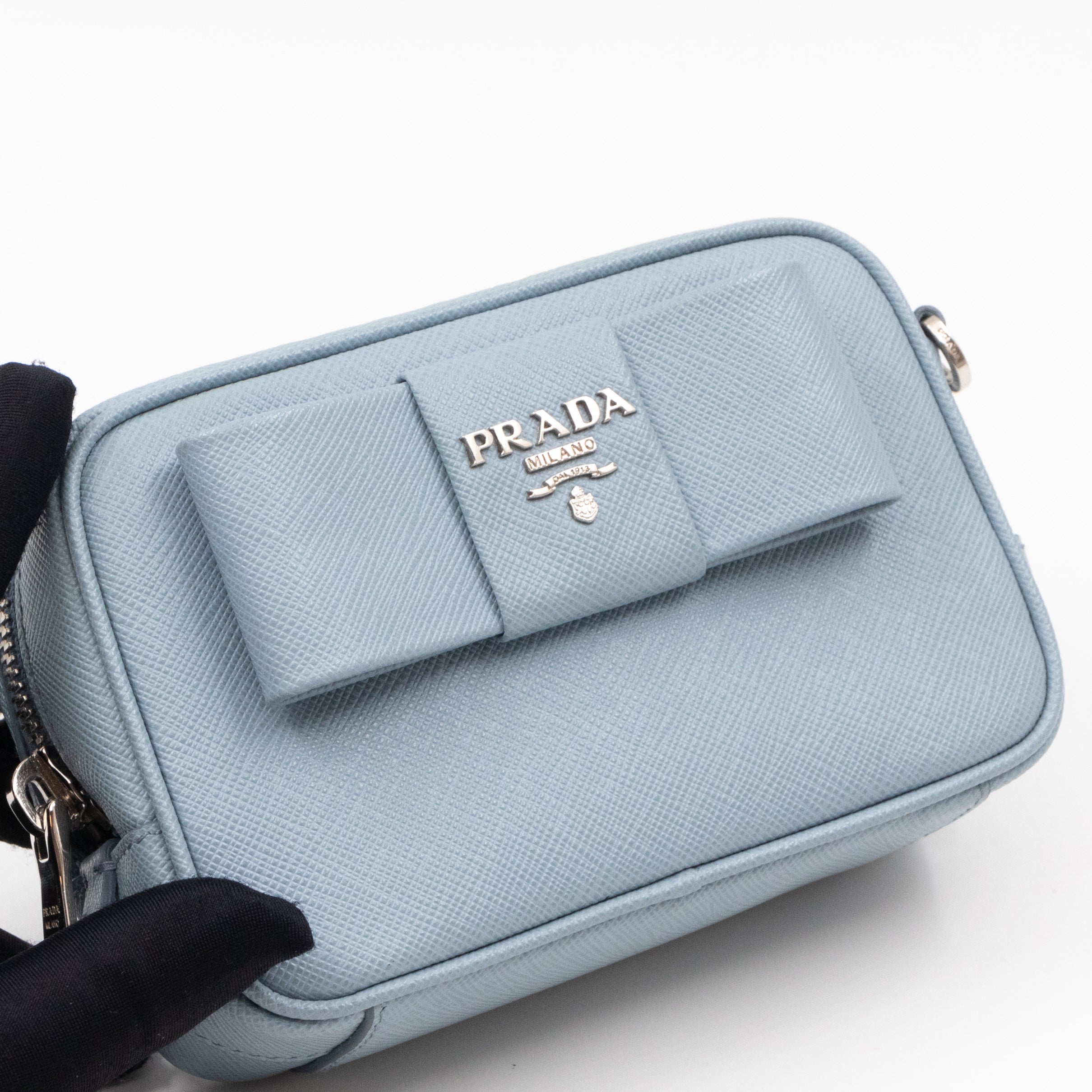 Bow Camera Bag Light Blue Leather