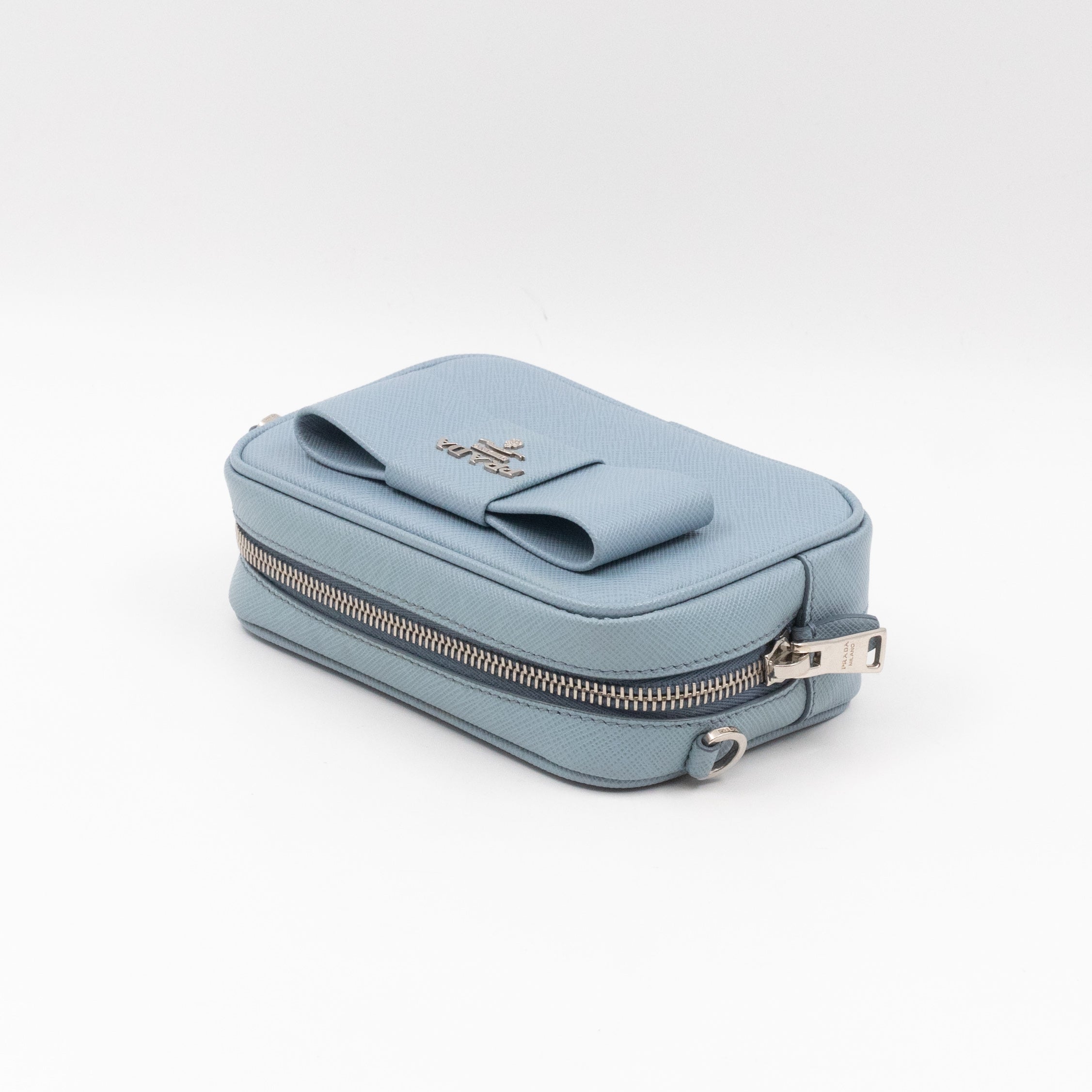 Bow Camera Bag Light Blue Leather