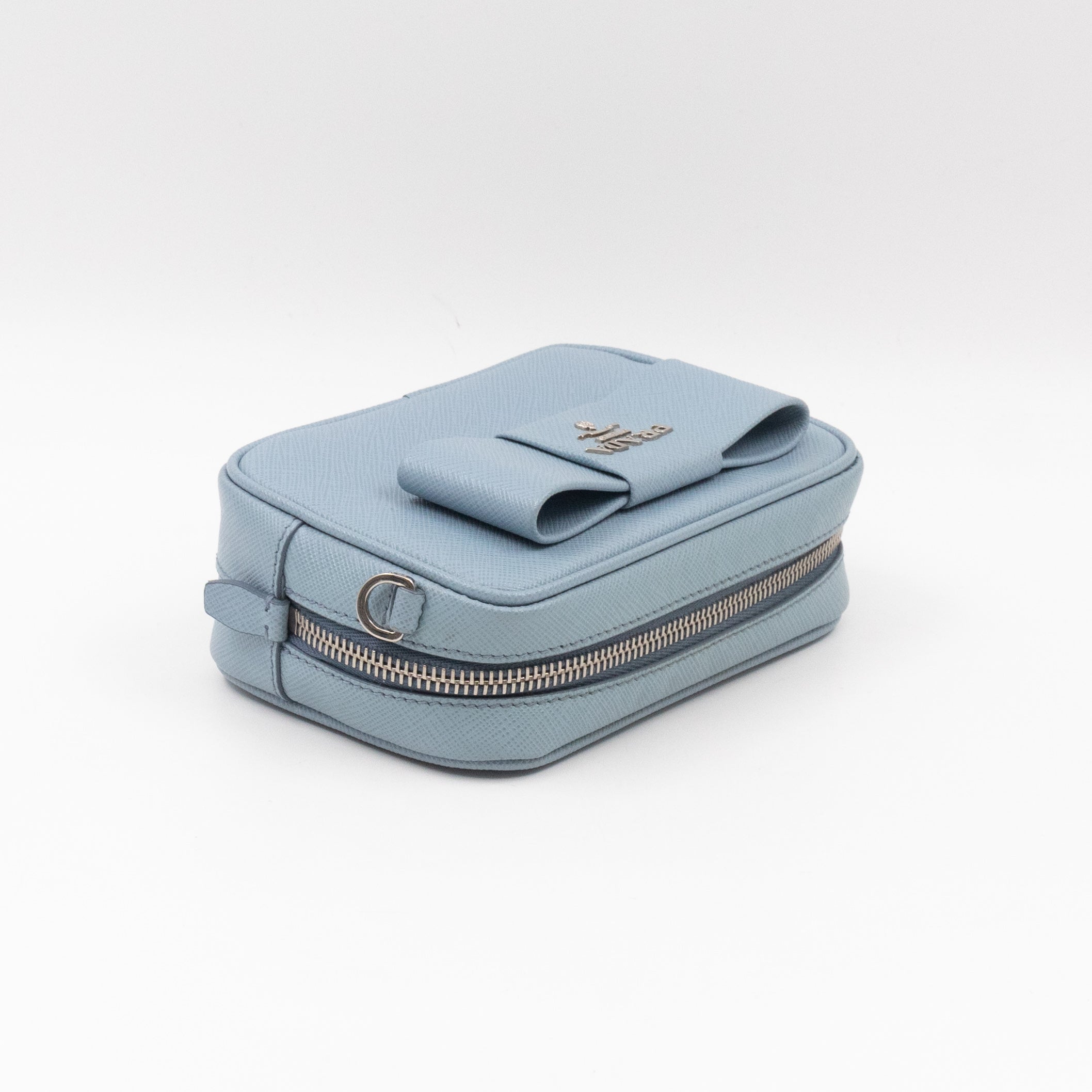 Bow Camera Bag Light Blue Leather
