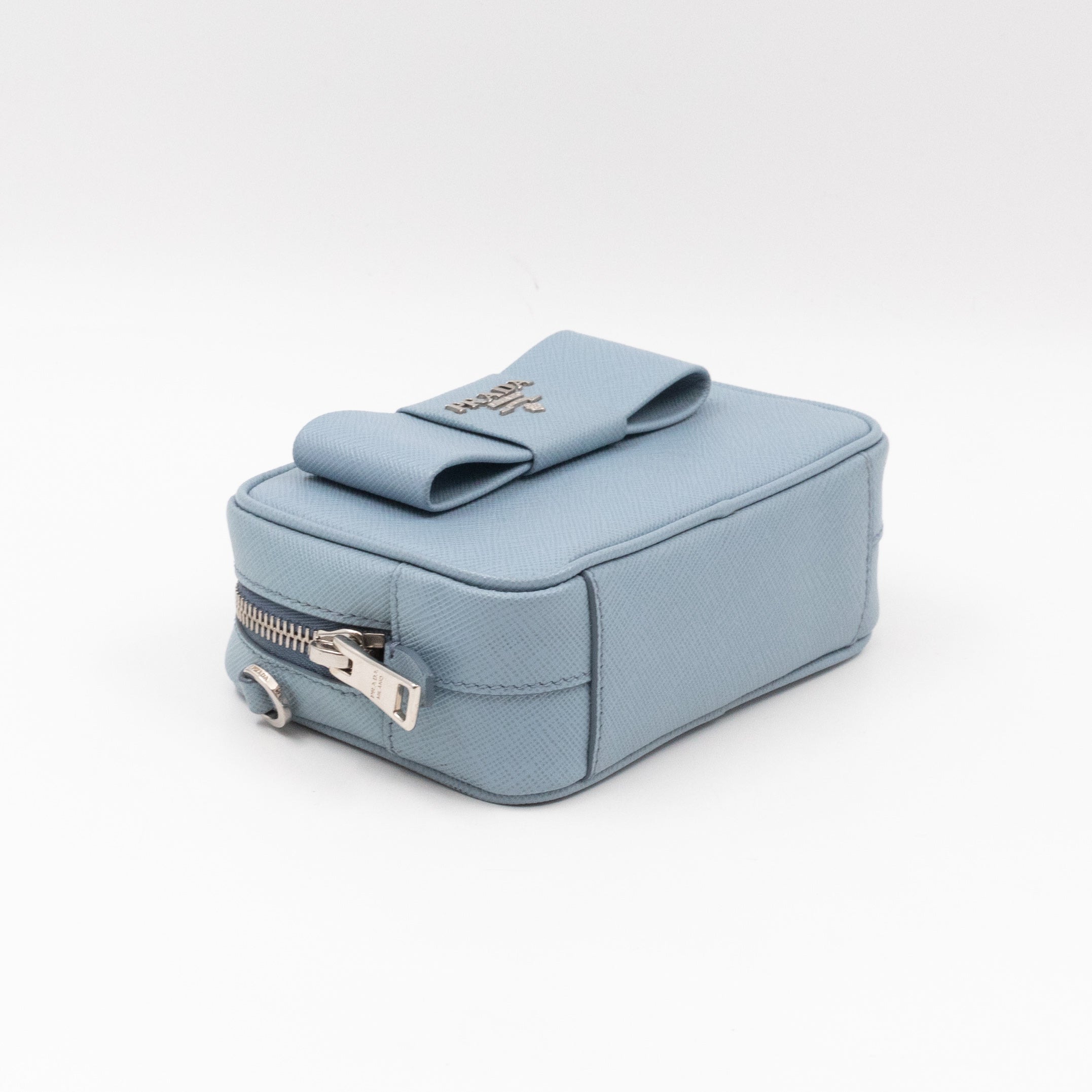 Bow Camera Bag Light Blue Leather