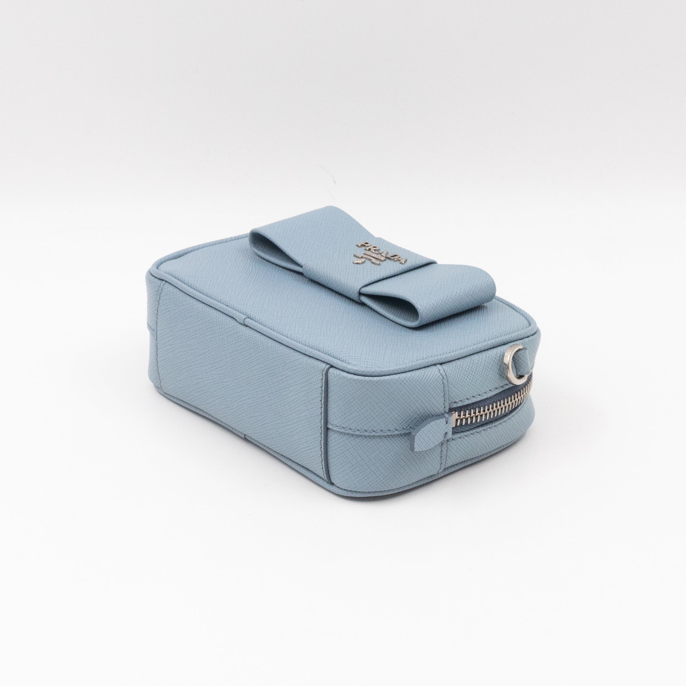 Bow Camera Bag Light Blue Leather