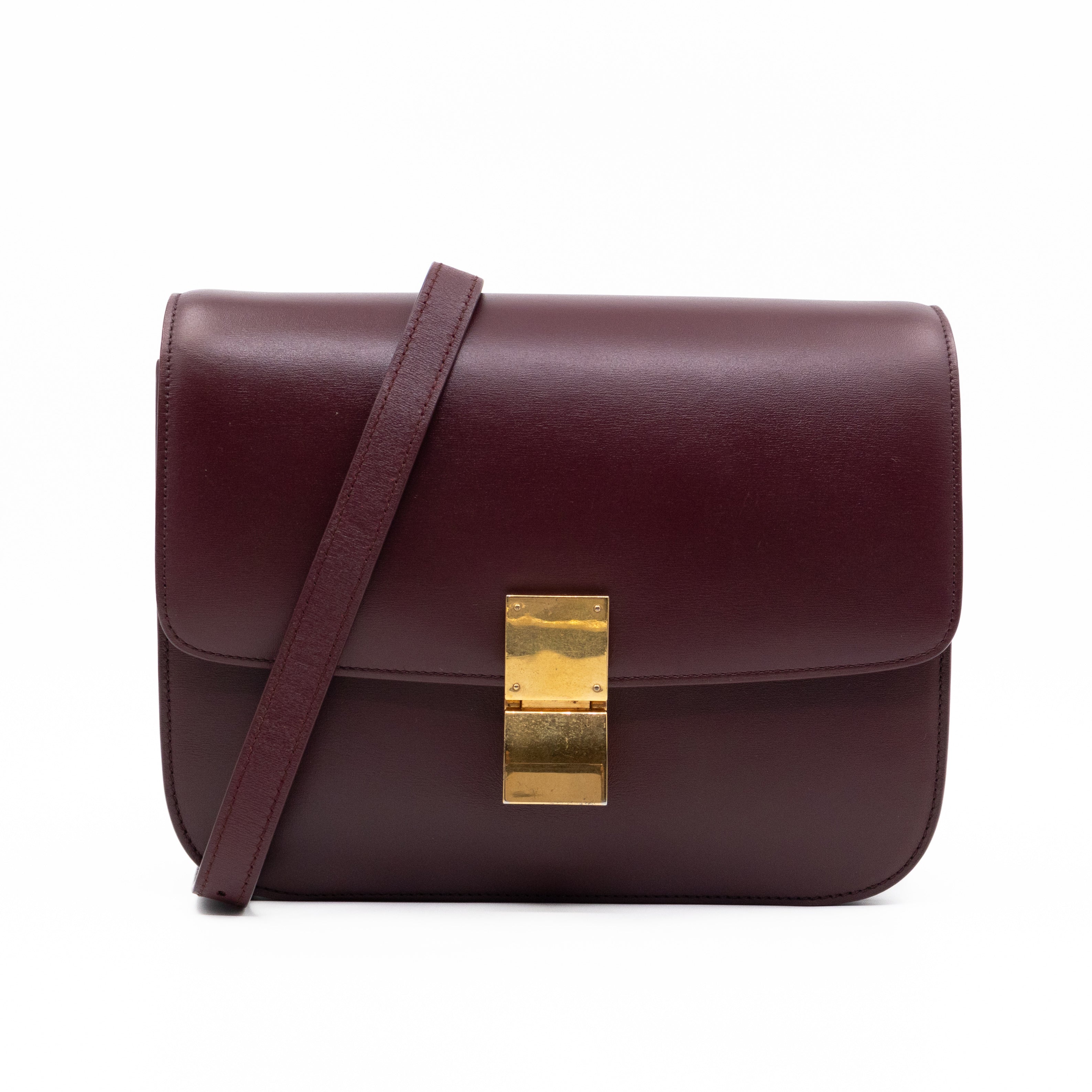 Classic Box Medium Burgundy Leather