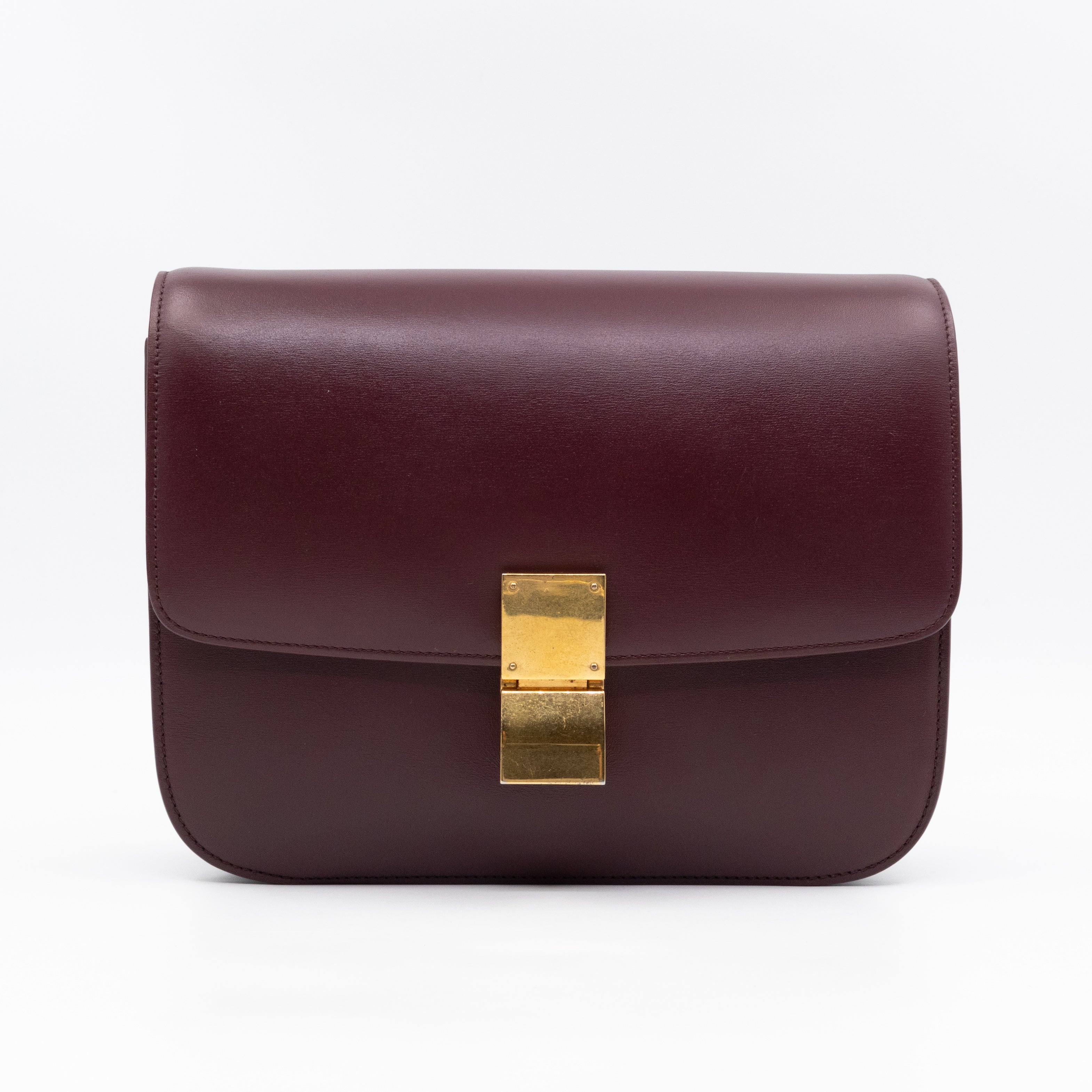 Classic Box Medium Burgundy Leather