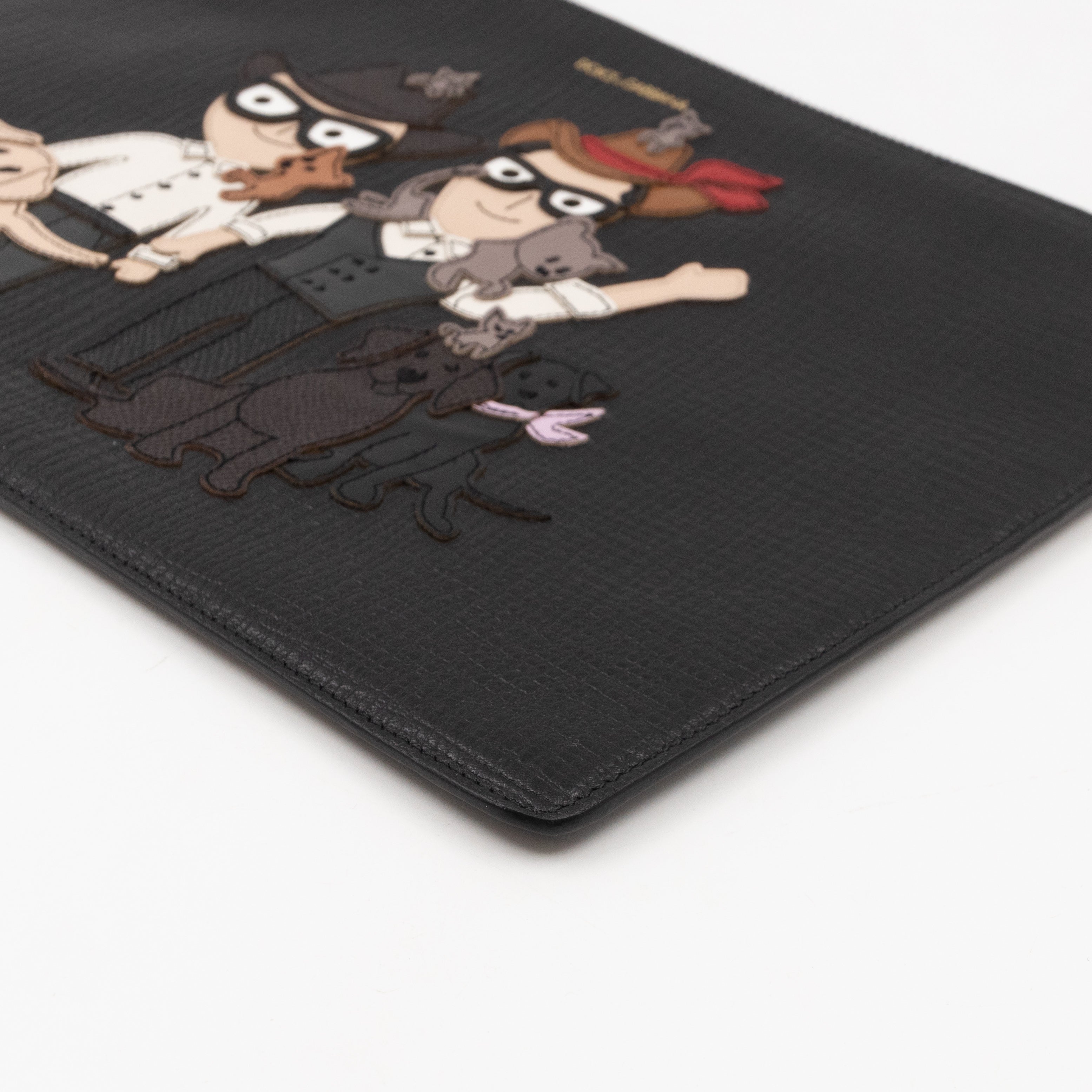 Family Patch Pouch Black Leather