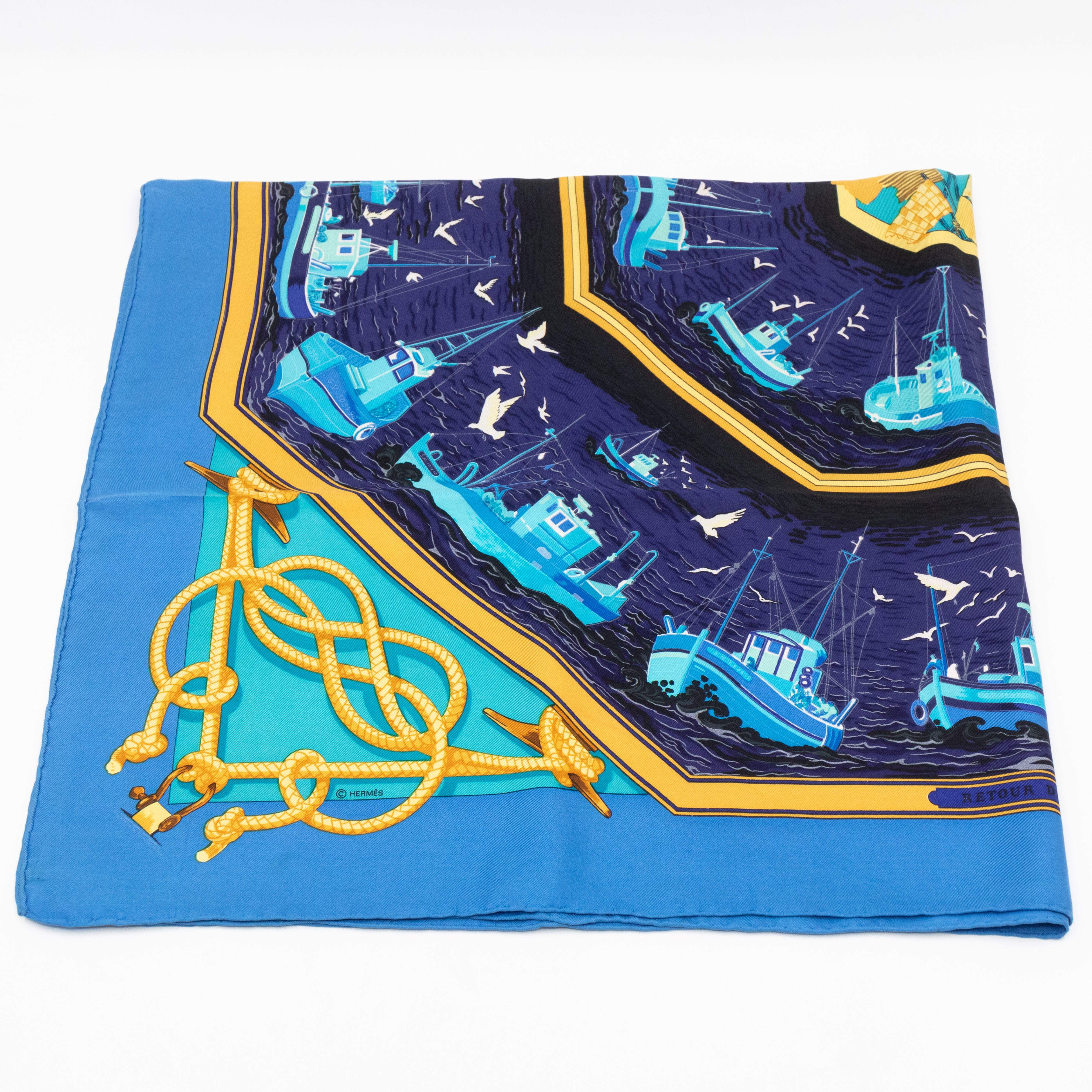 Silk Scarf 90 Retour de Peche Blue