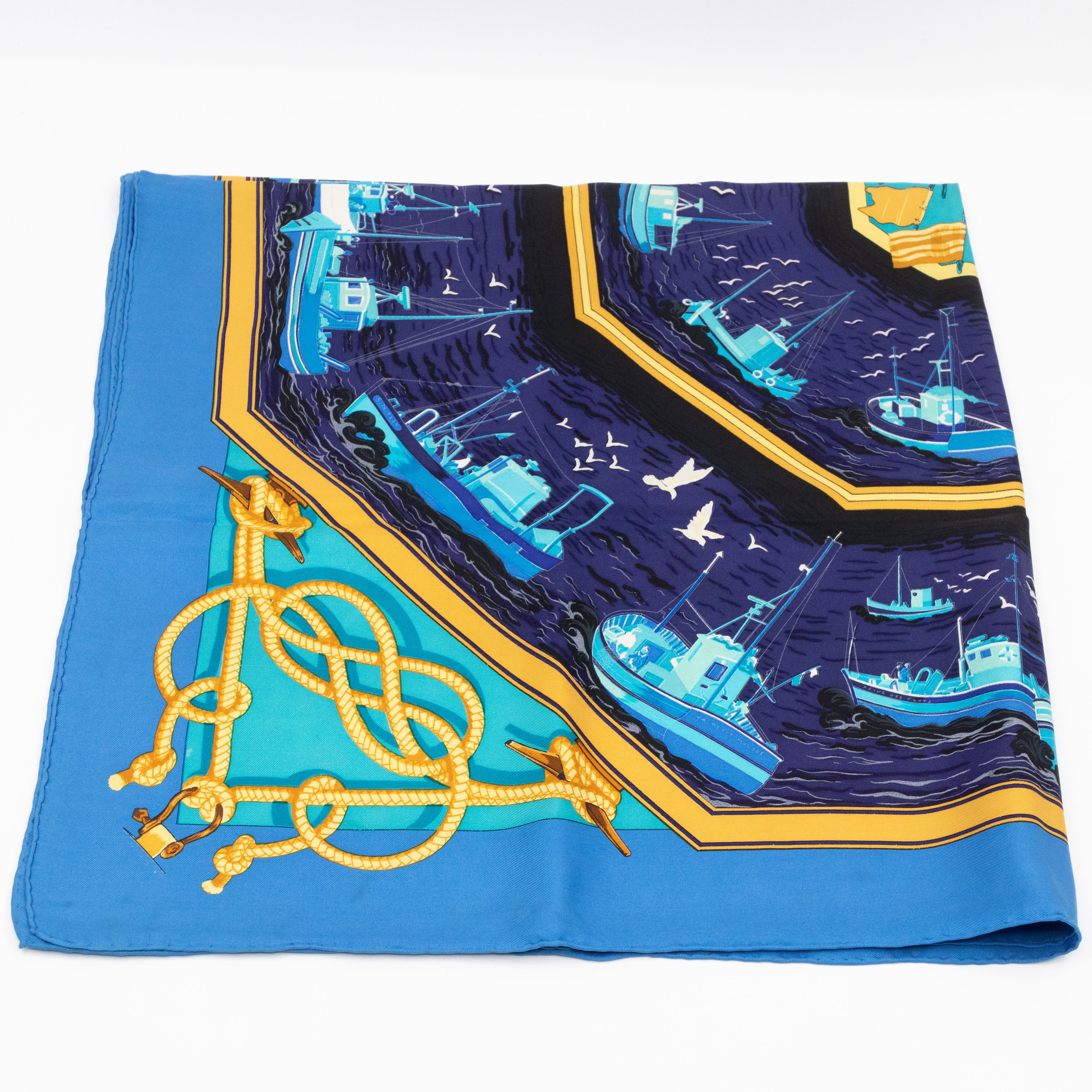Silk Scarf 90 Retour de Peche Blue