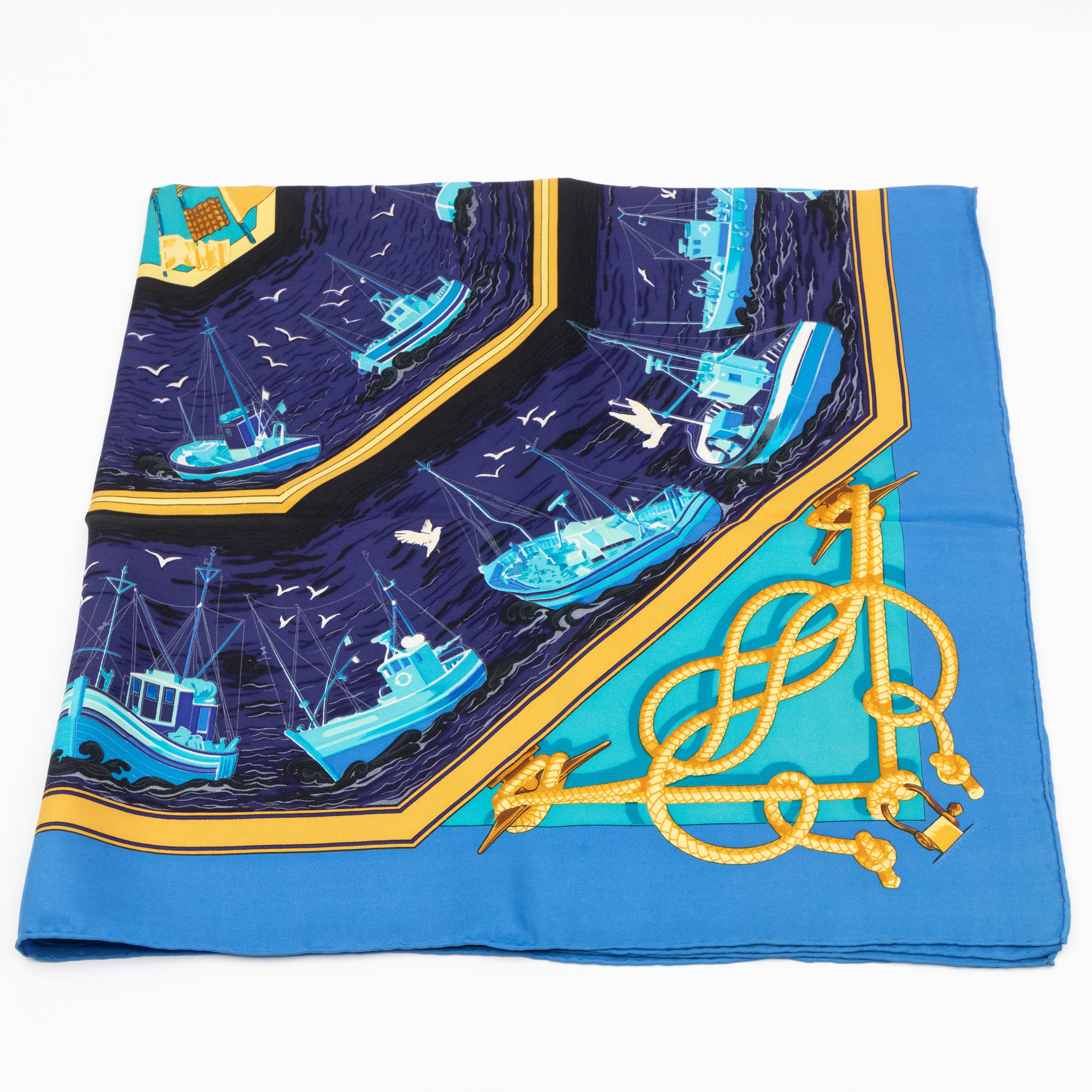 Silk Scarf 90 Retour de Peche Blue