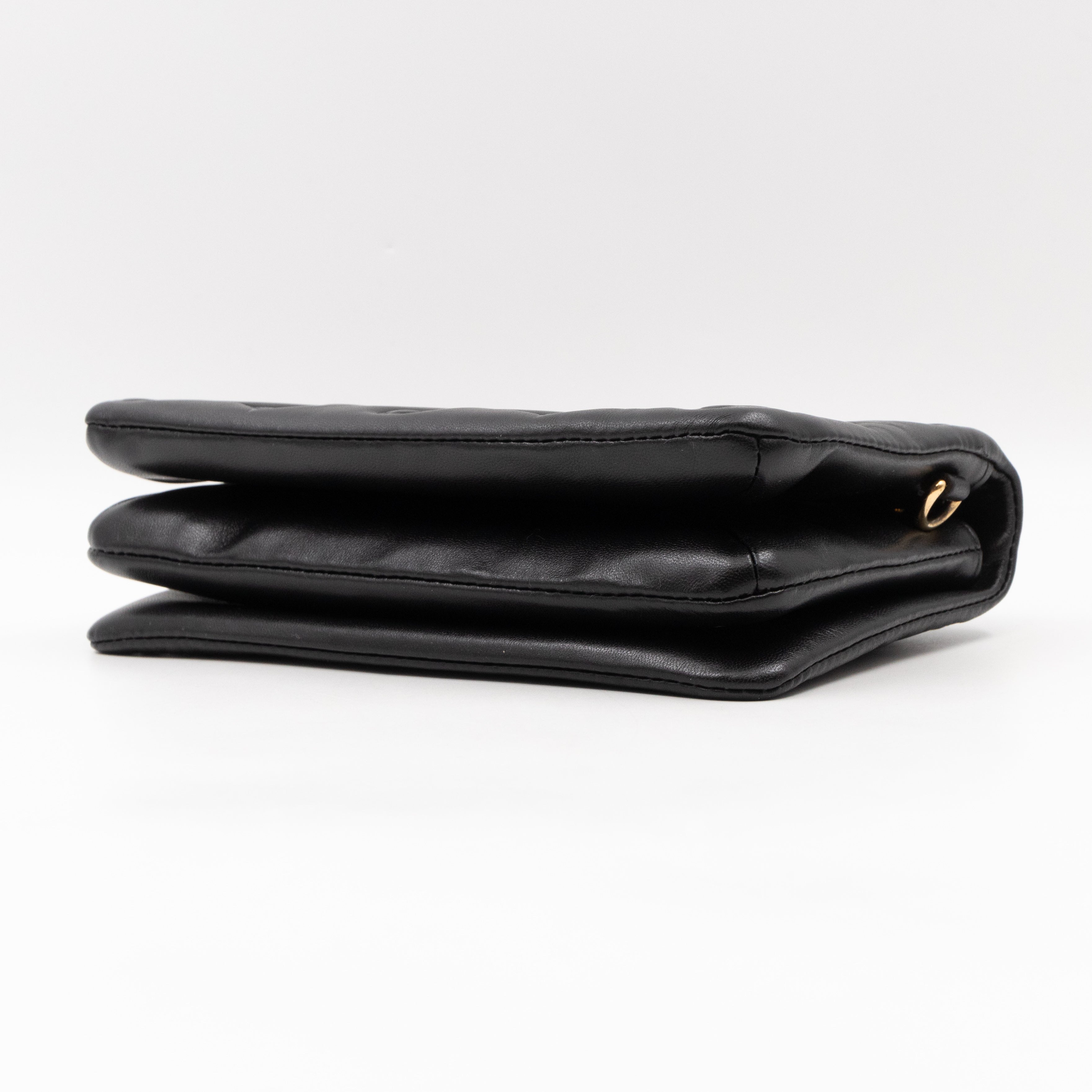 Pochette Coussin Black Leather