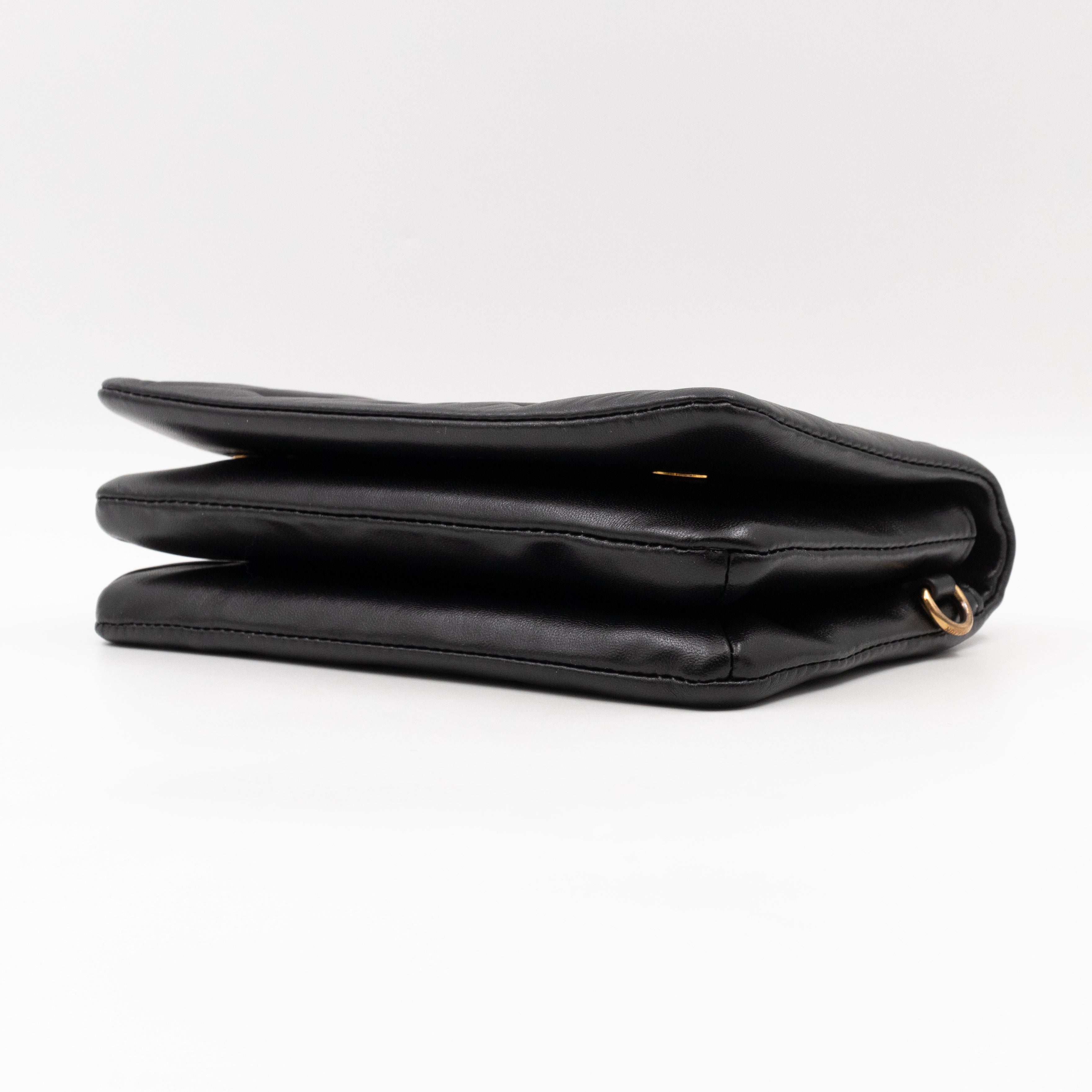 Pochette Coussin Black Leather