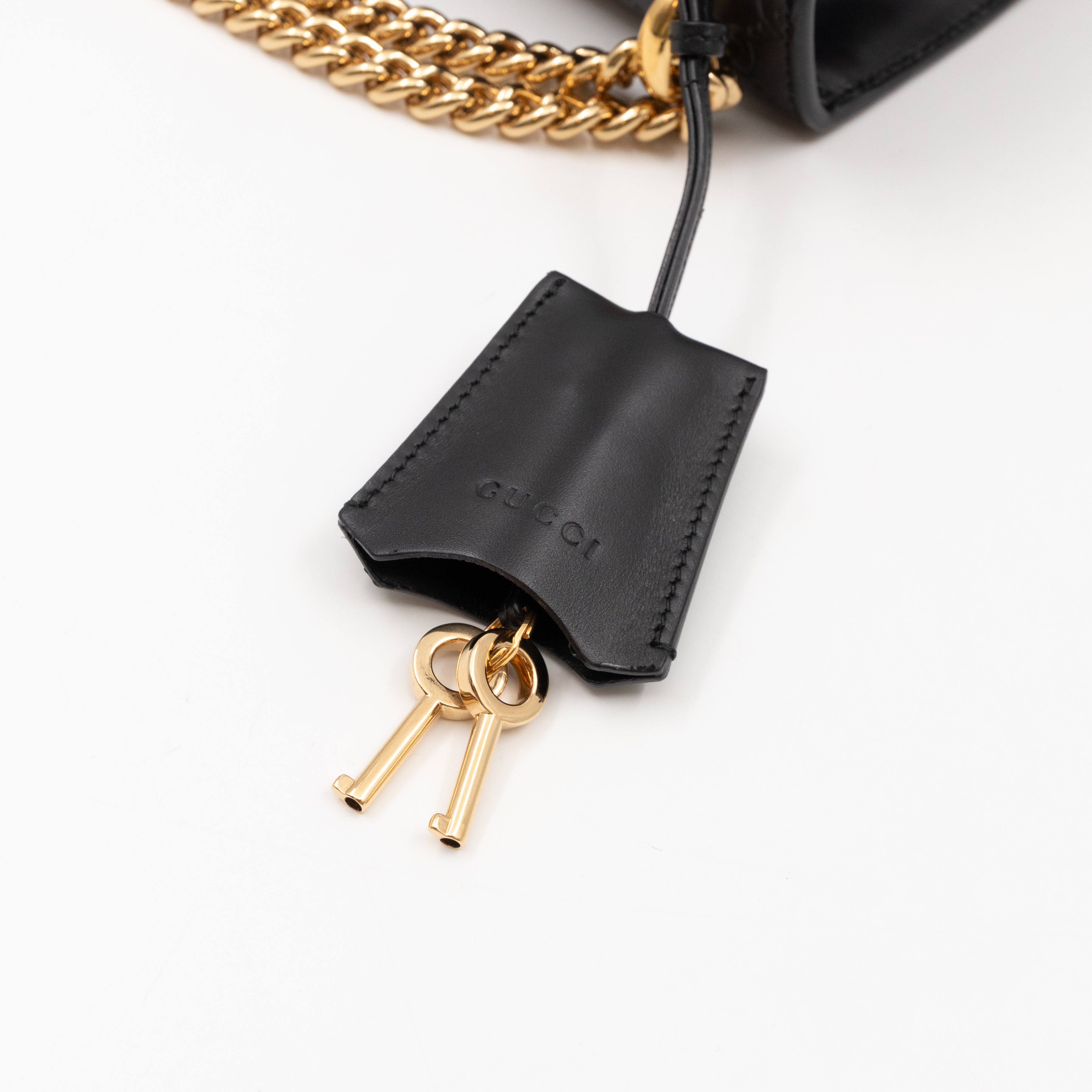 Padlock Flap Bag Small Black GG Guccissima