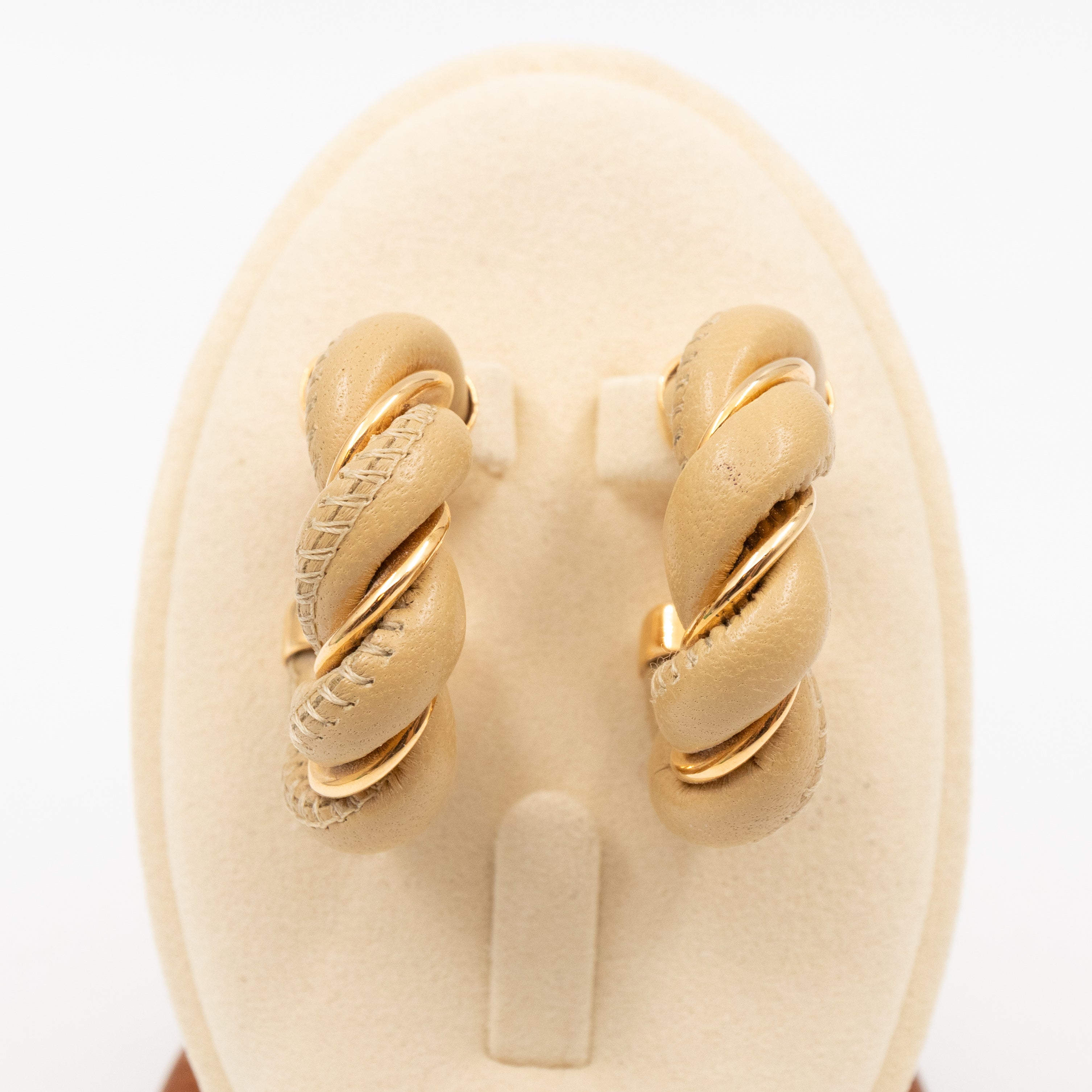 Twist Earrings Yellow Leather Gold Plated Silver