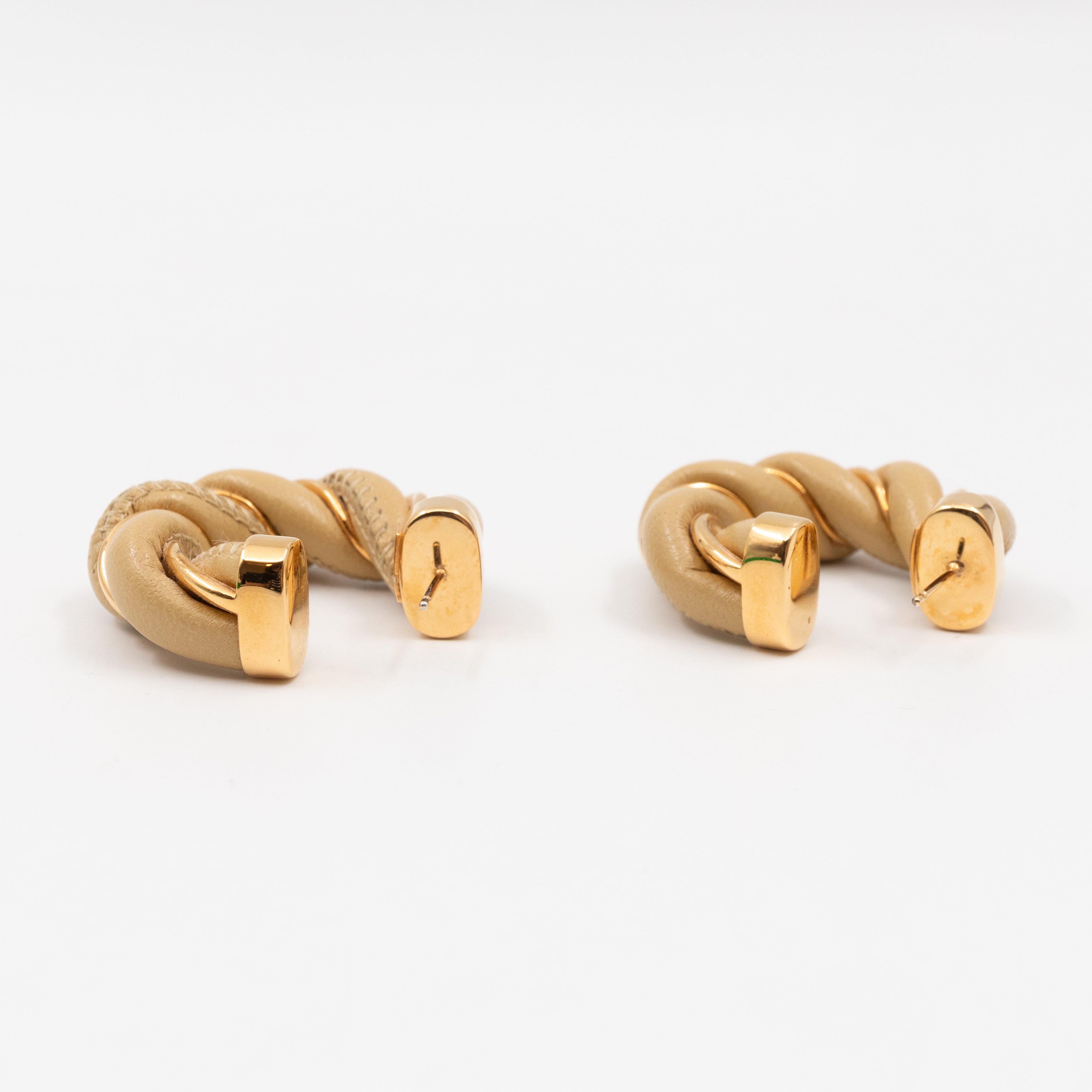 Twist Earrings Yellow Leather Gold Plated Silver