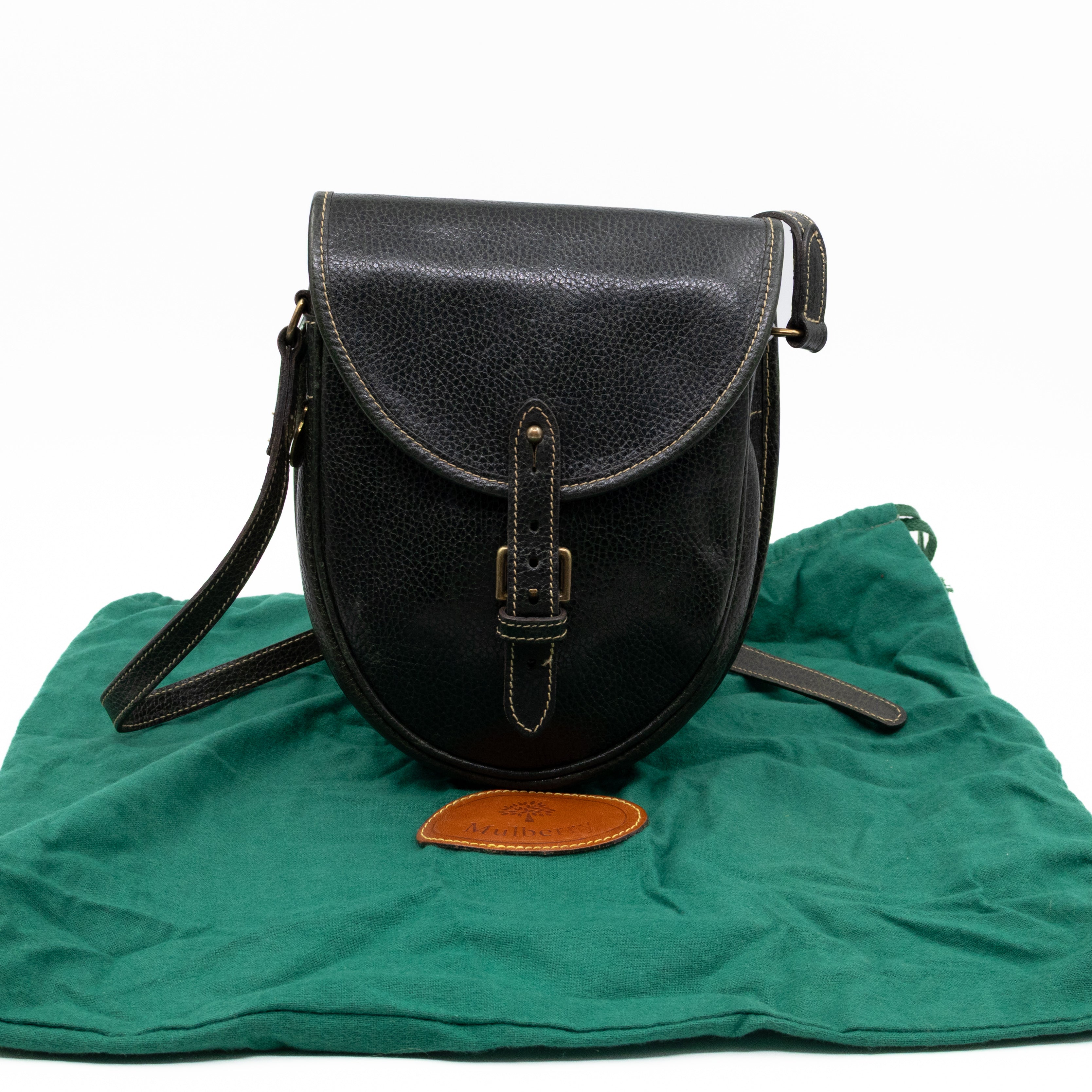 Vintage Crossbody Bag Green Leather