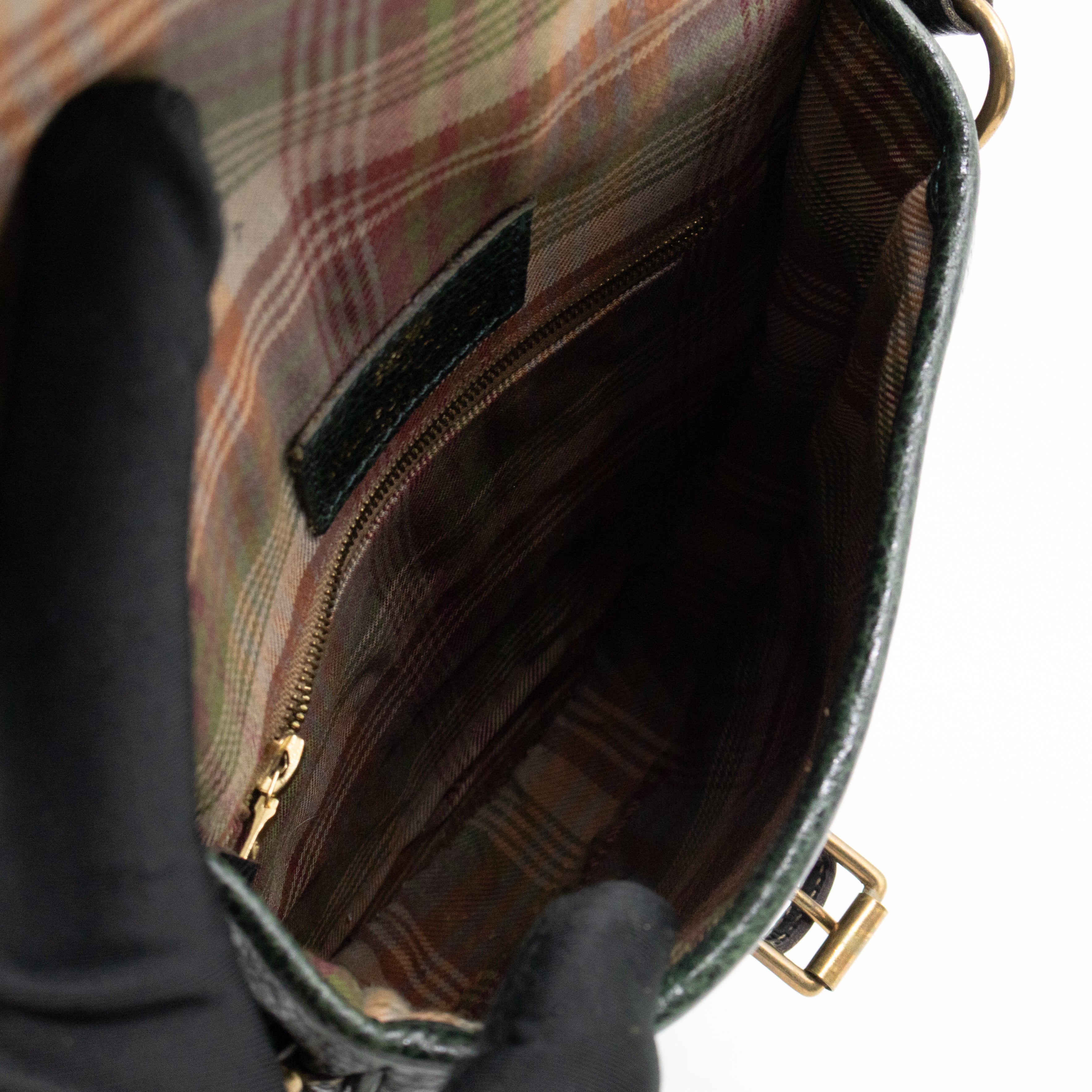 Vintage Crossbody Bag Green Leather