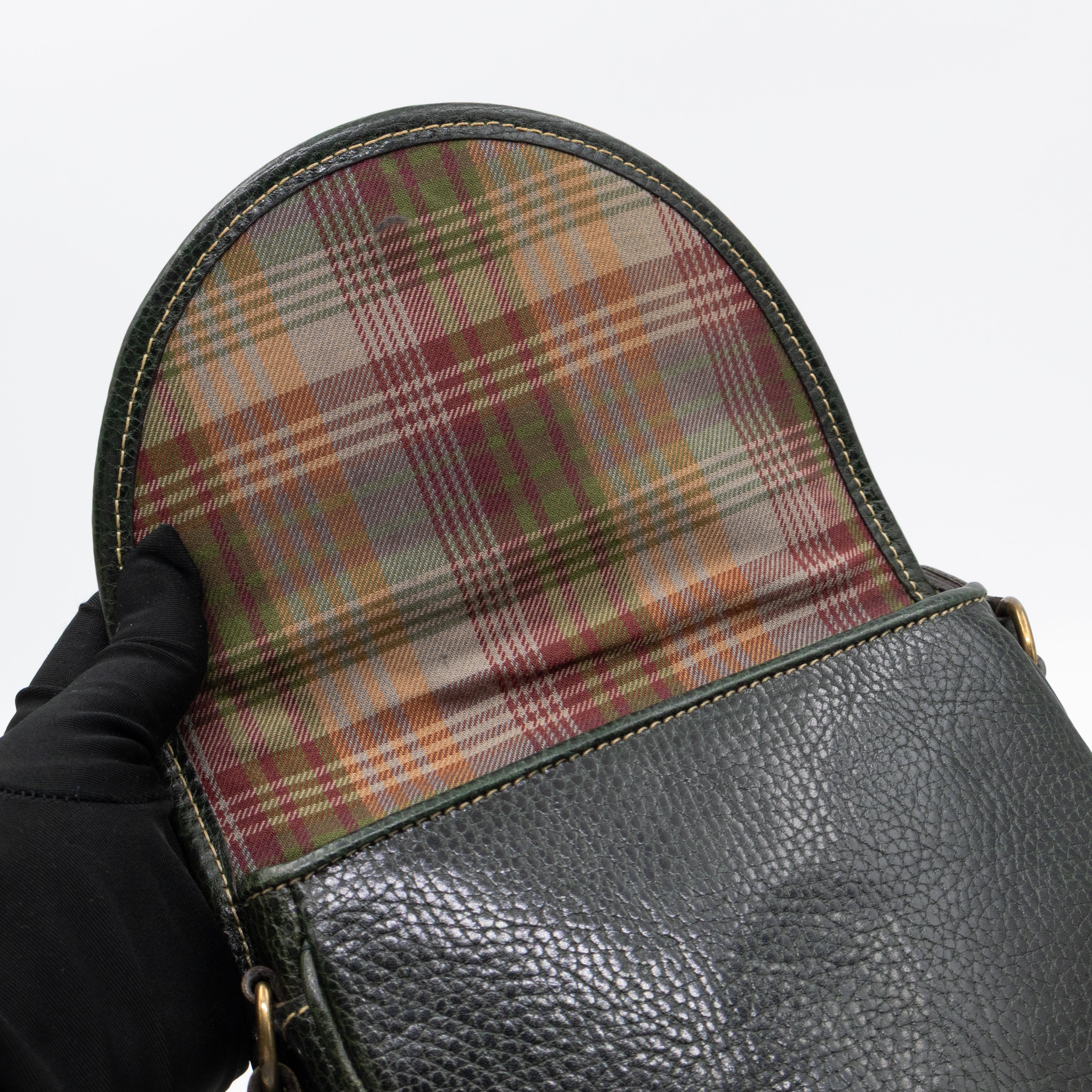 Vintage Crossbody Bag Green Leather