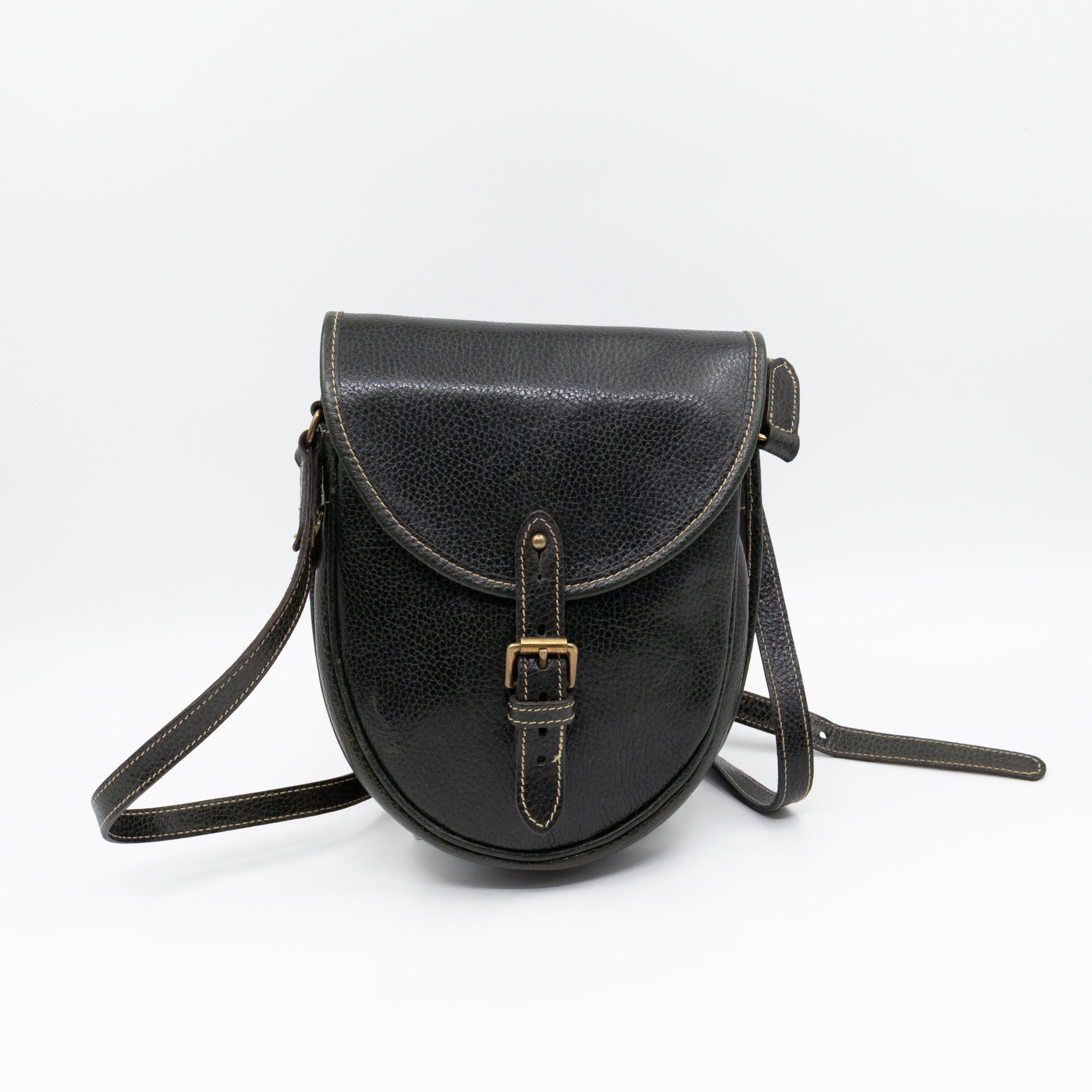 Vintage Crossbody Bag Green Leather