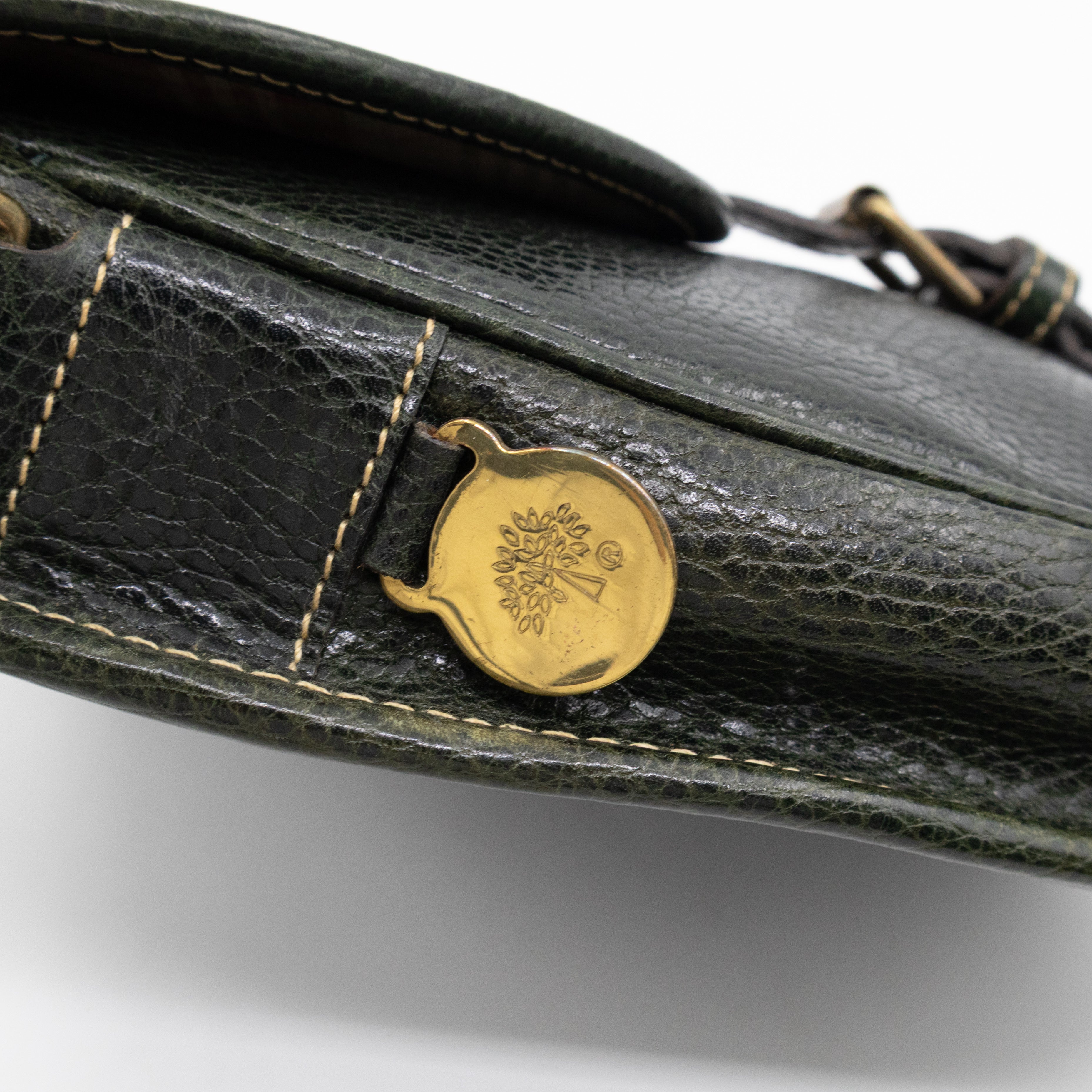 Vintage Crossbody Bag Green Leather