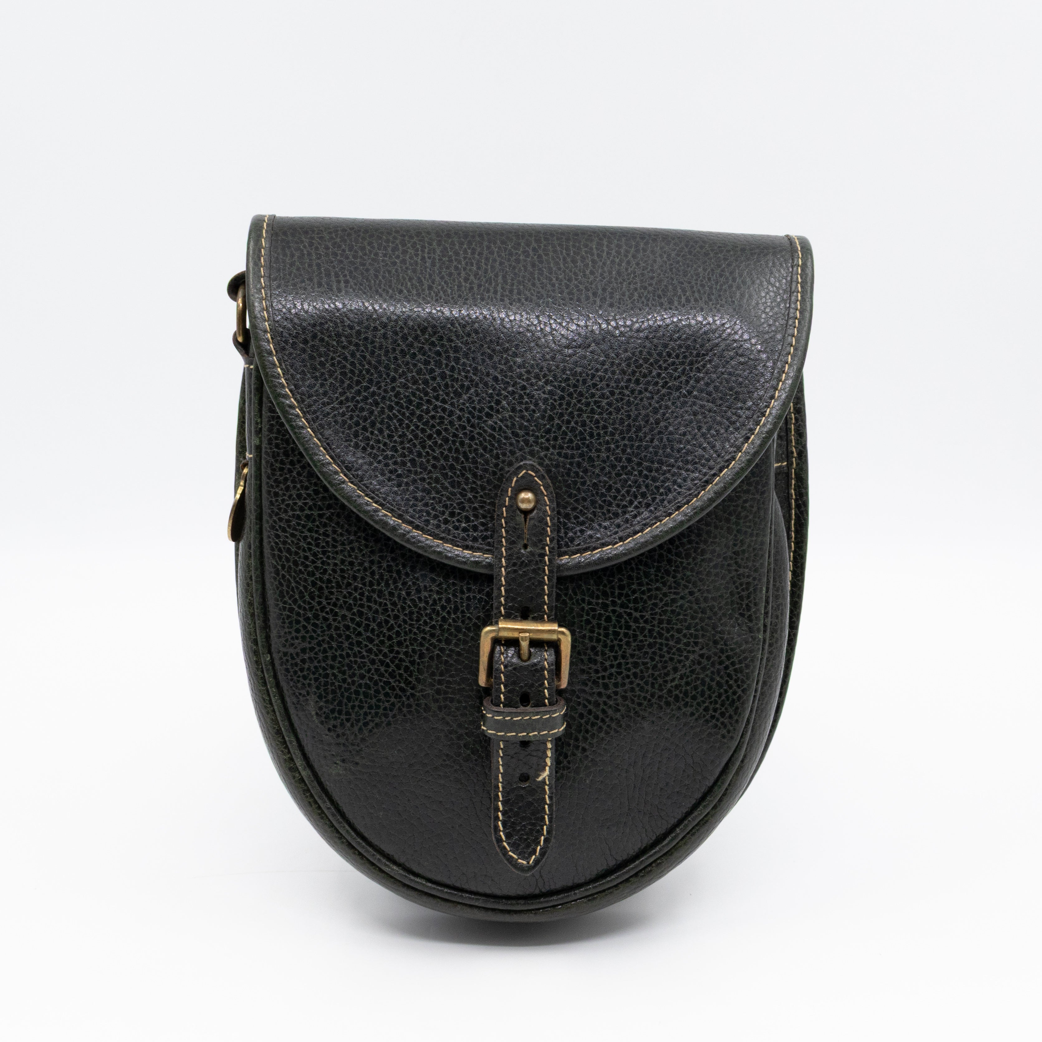 Vintage Crossbody Bag Green Leather