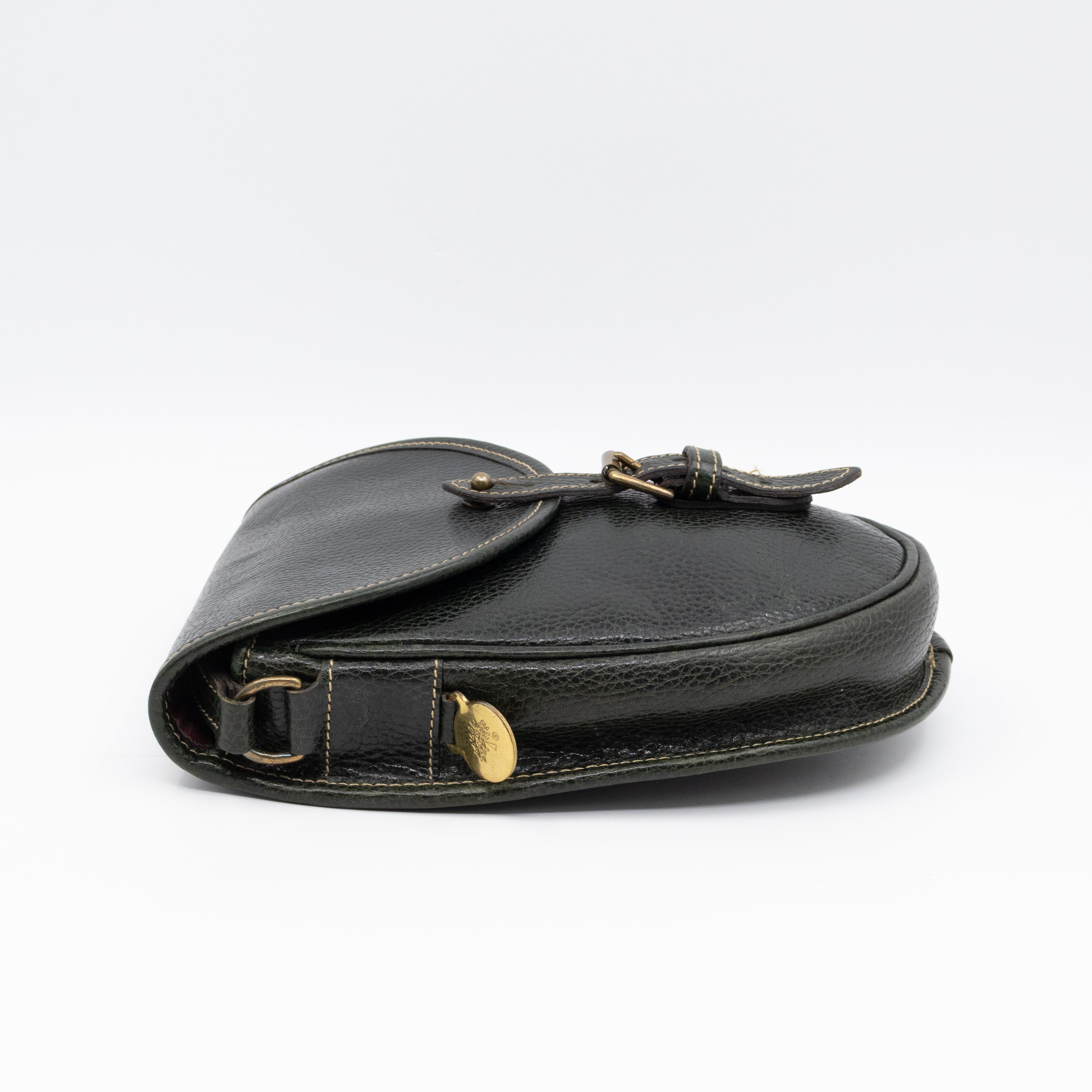 Vintage Crossbody Bag Green Leather