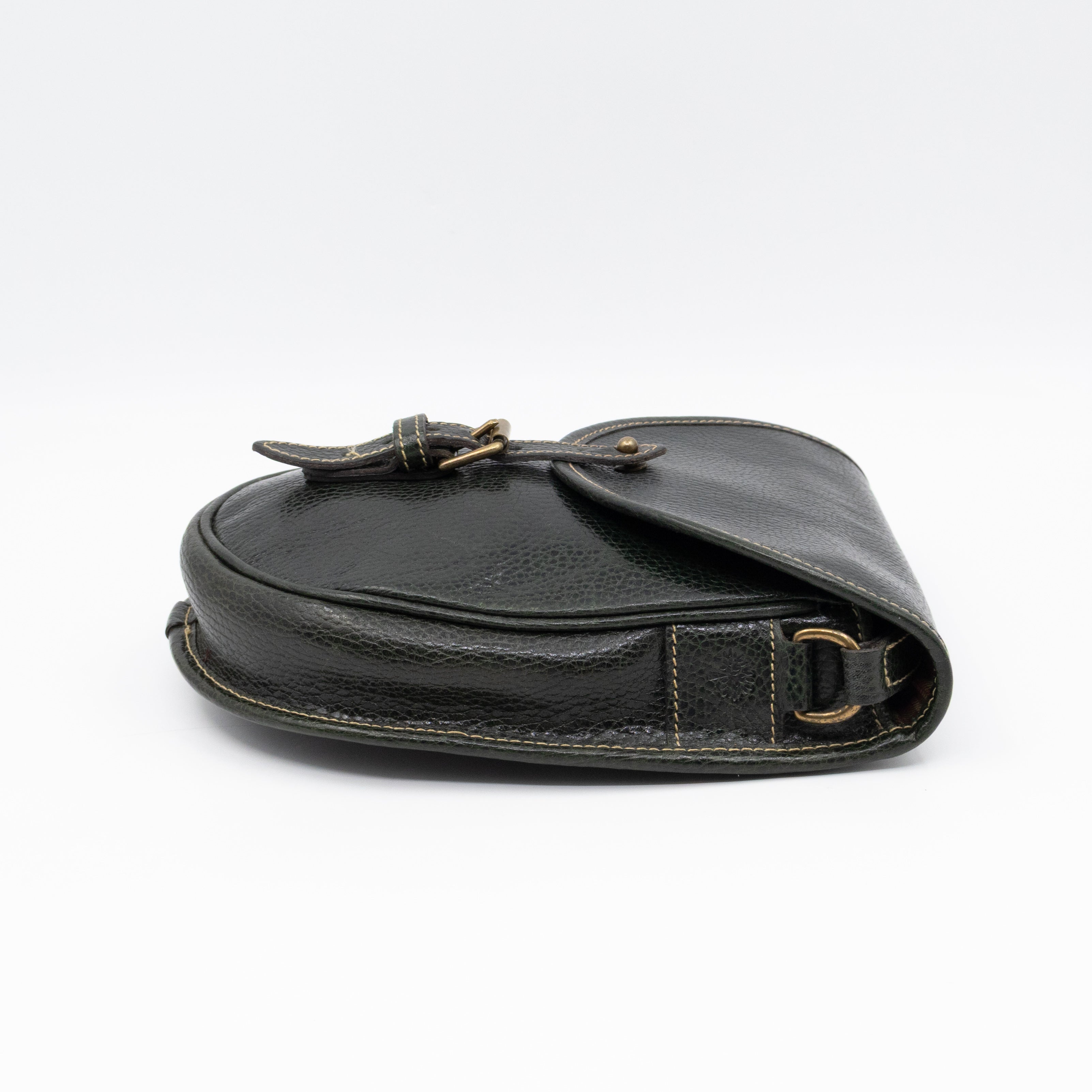 Vintage Crossbody Bag Green Leather