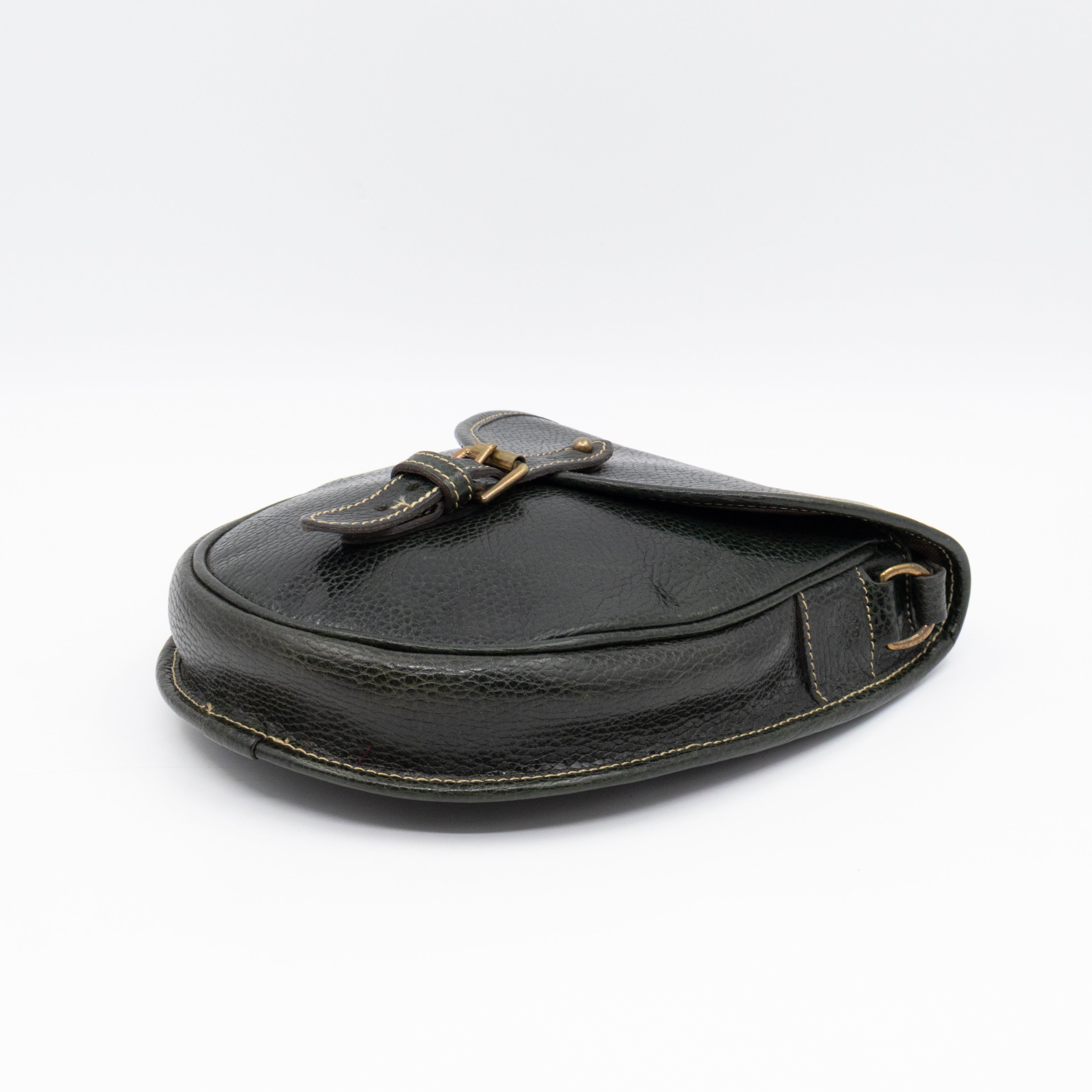 Vintage Crossbody Bag Green Leather