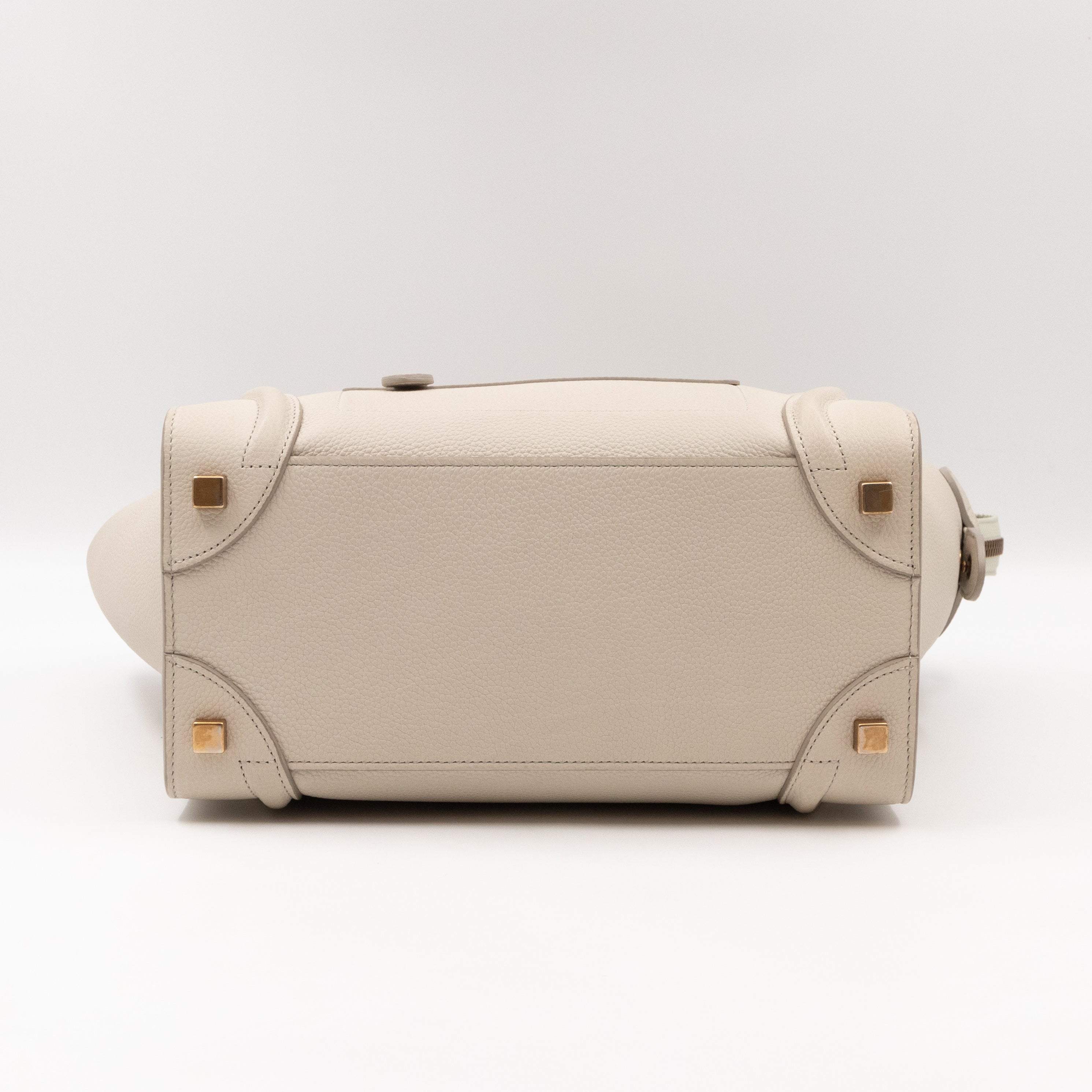 Micro Luggage Ivory White Grained Leather