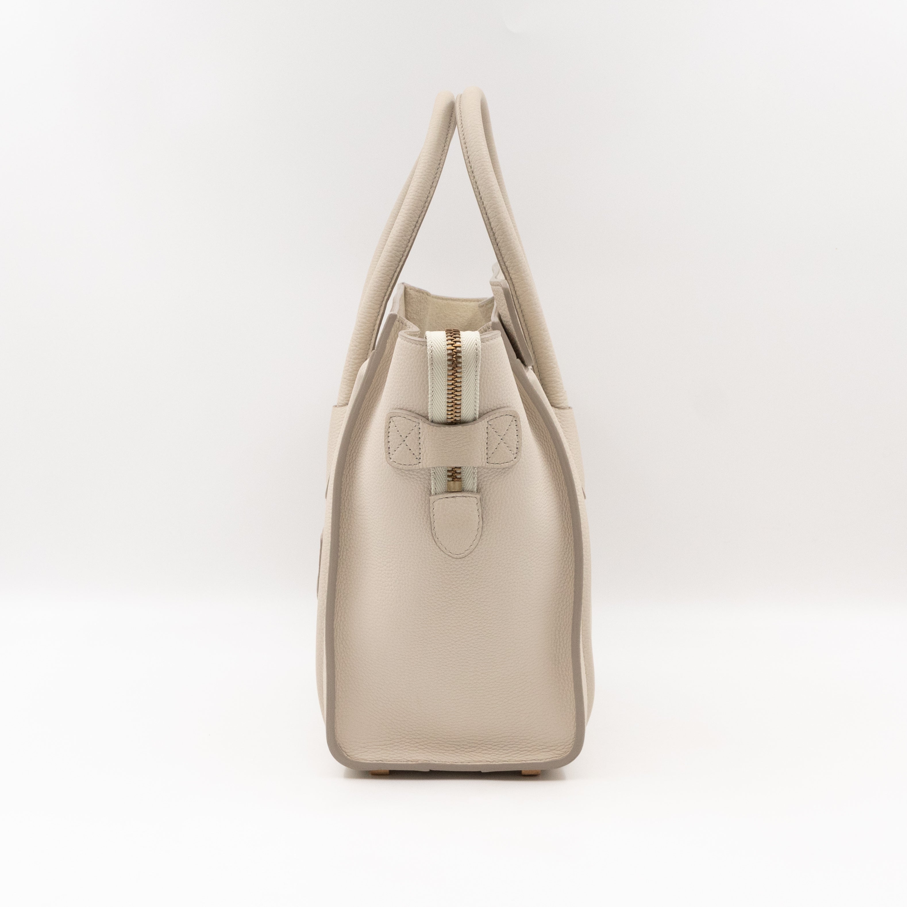 Micro Luggage Ivory White Grained Leather