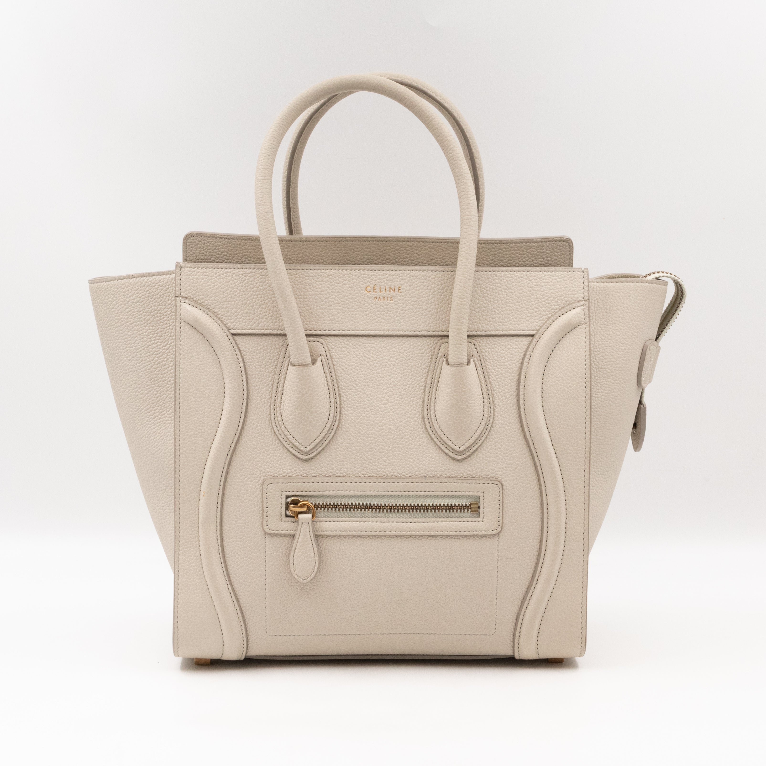 Micro Luggage Ivory White Grained Leather