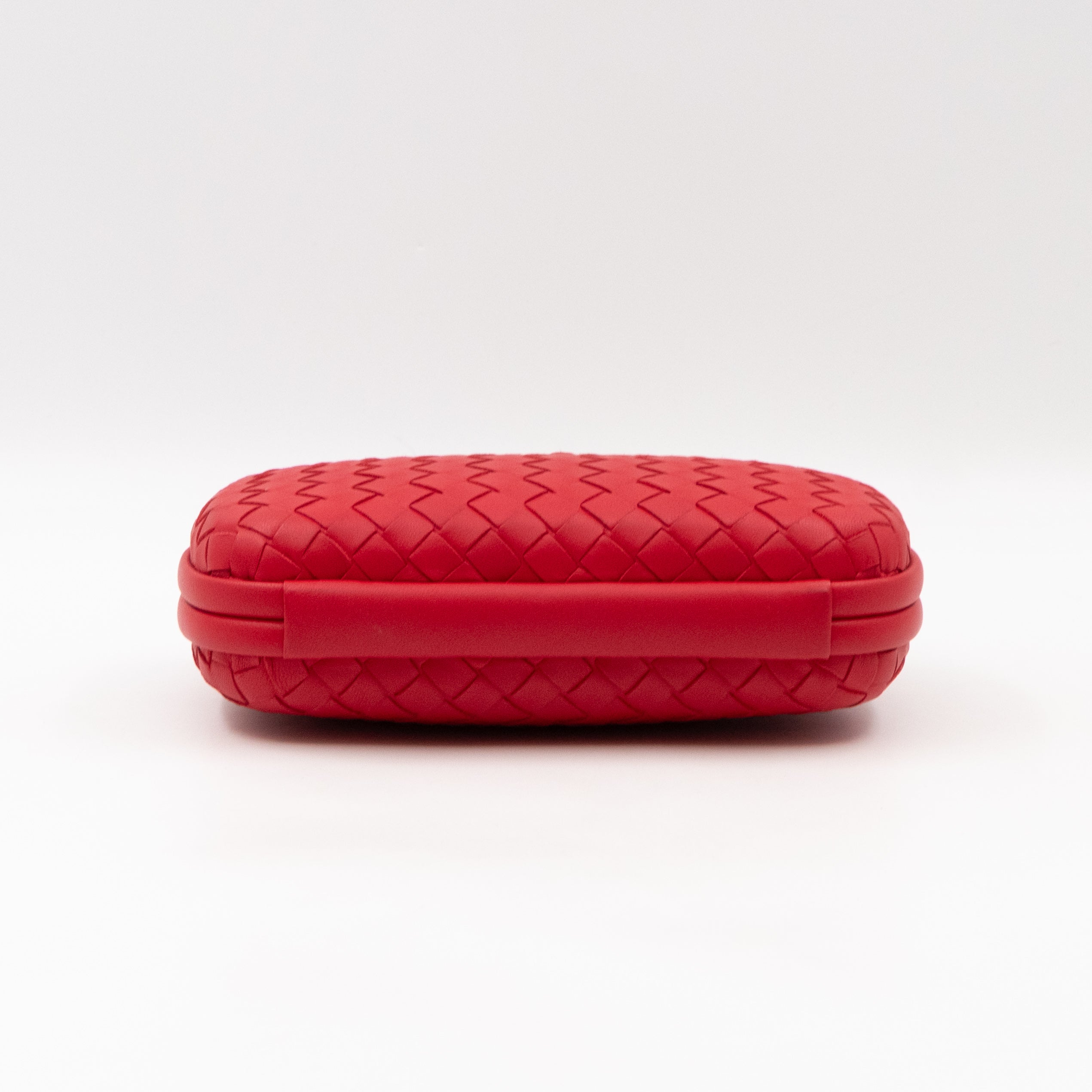 Knot Clutch with Chain Intrecciato Red Leather