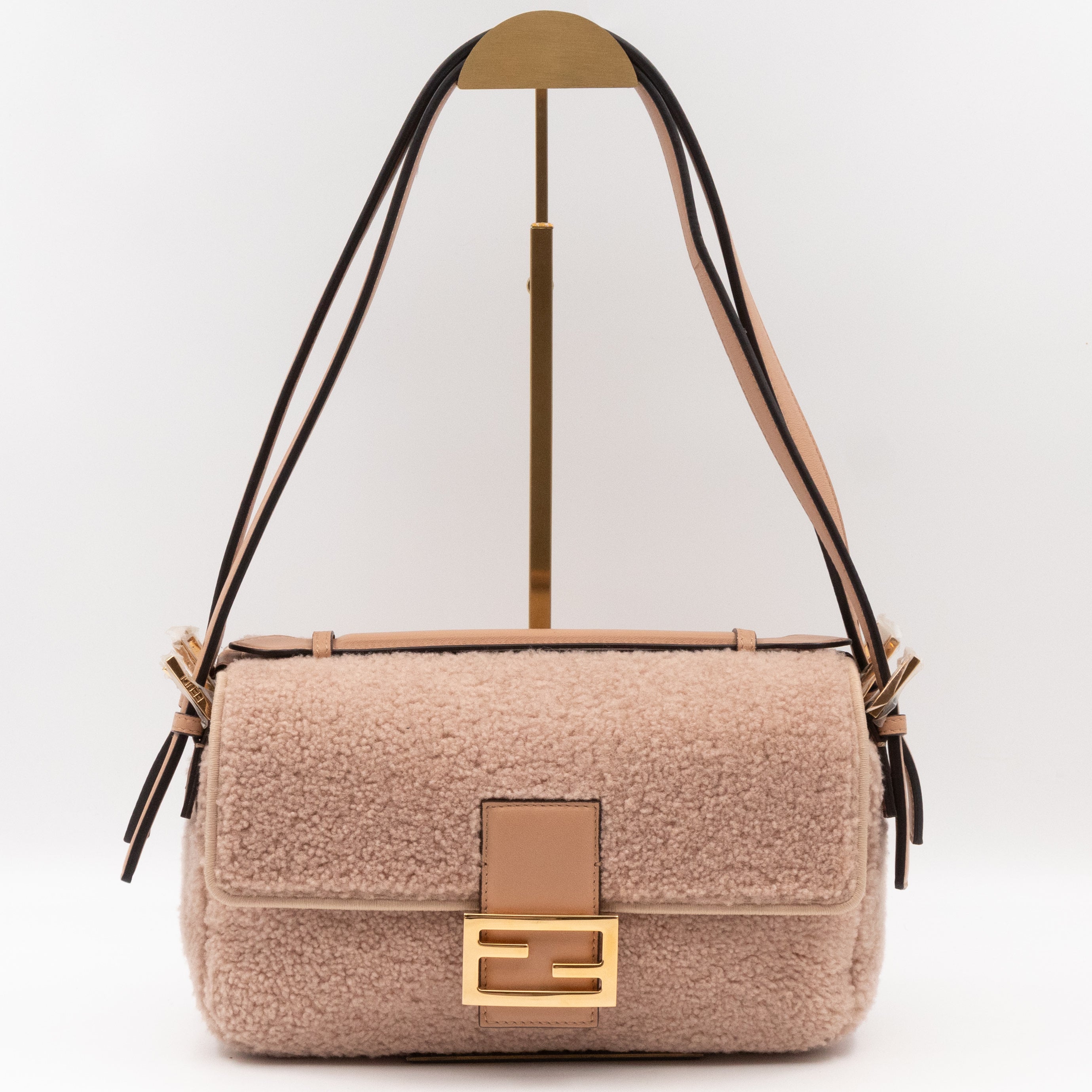 Multi Baguette Shoulder Bag Rosa Plaster Shearling