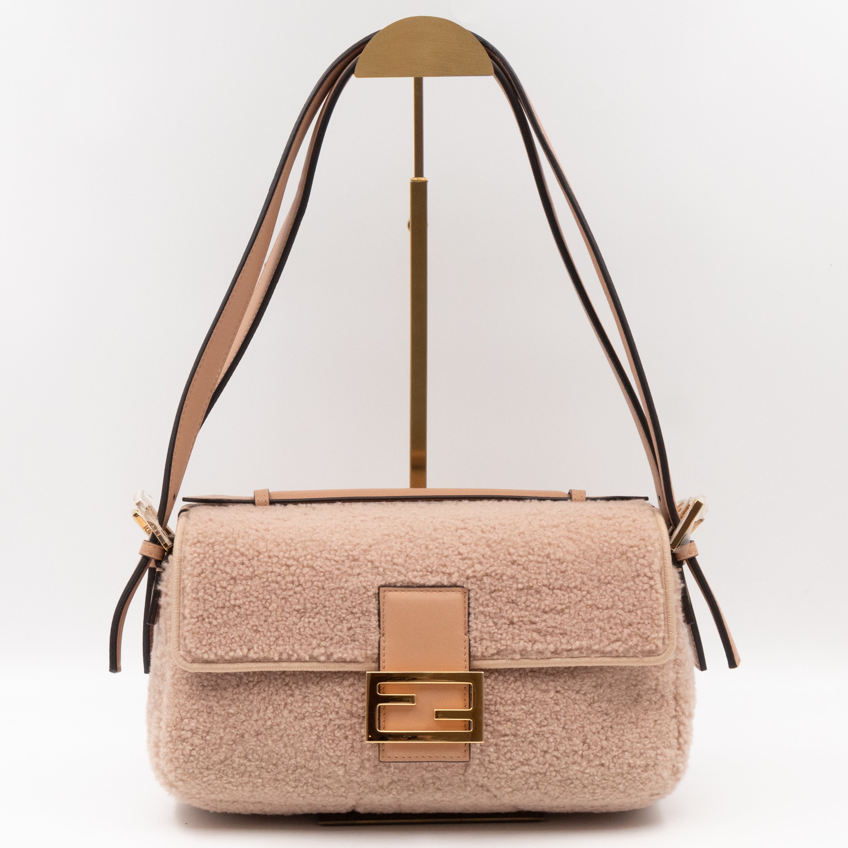 Multi Baguette Shoulder Bag Rosa Plaster Shearling