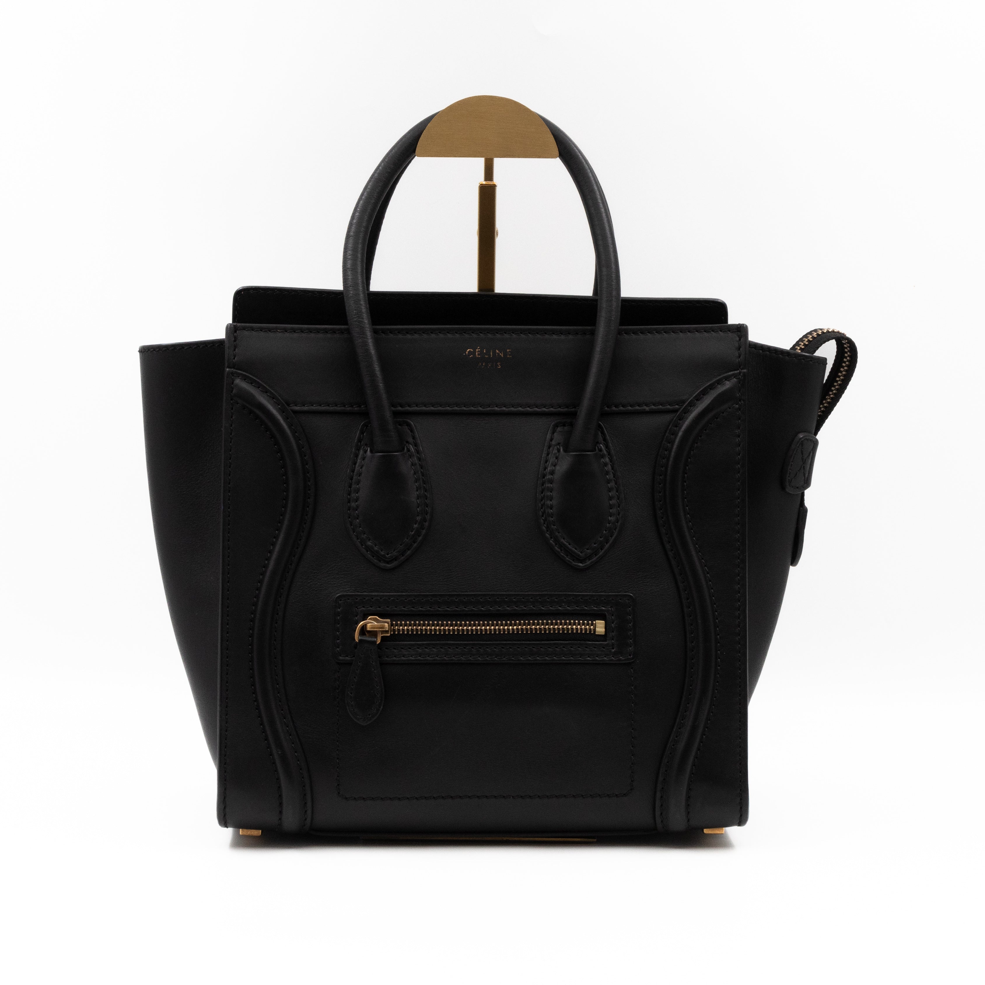 Micro Luggage Black Leather