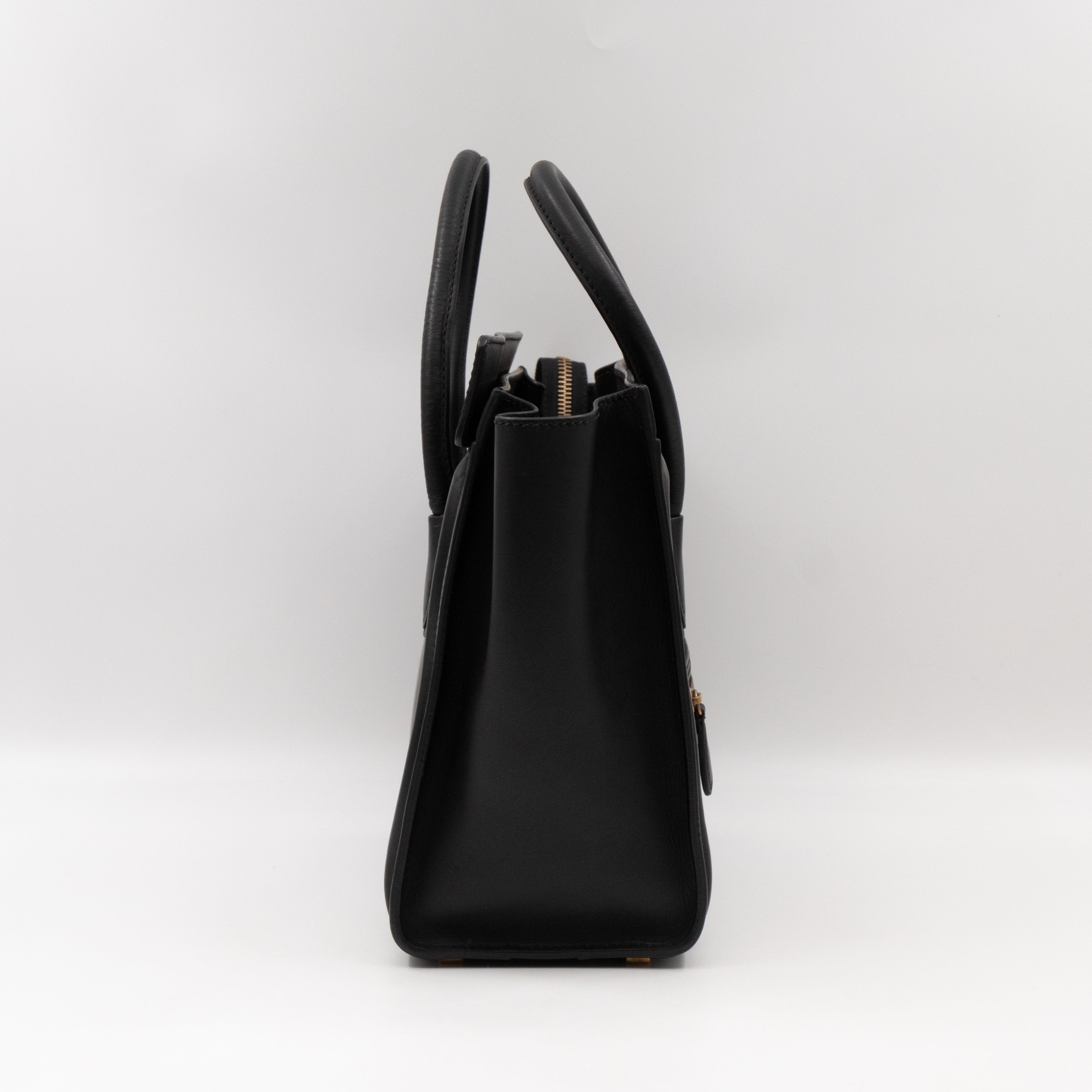 Micro Luggage Black Leather