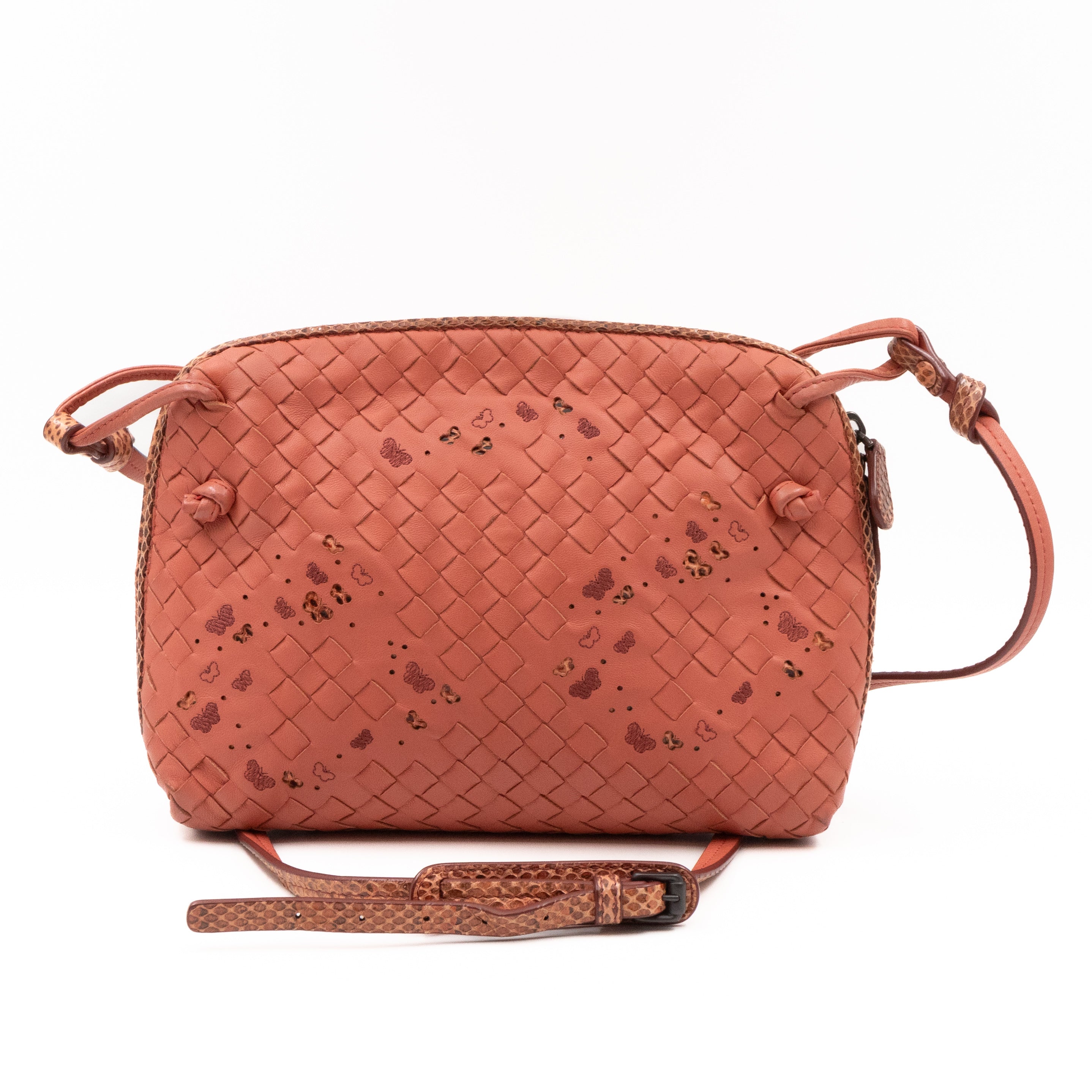 Nodini Crossbody Pink Butterfly Intrecciato Python Trim