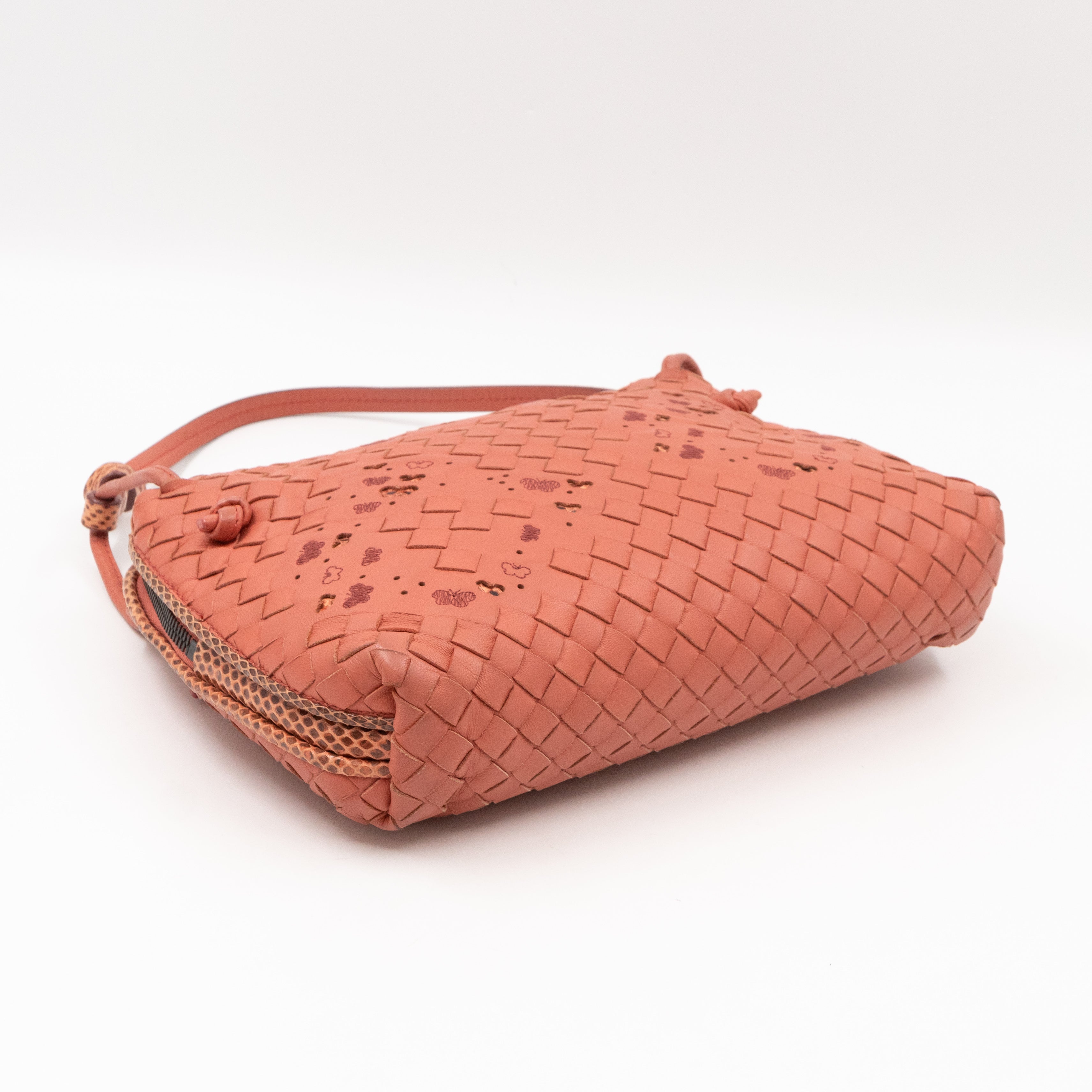 Nodini Crossbody Pink Butterfly Intrecciato Python Trim