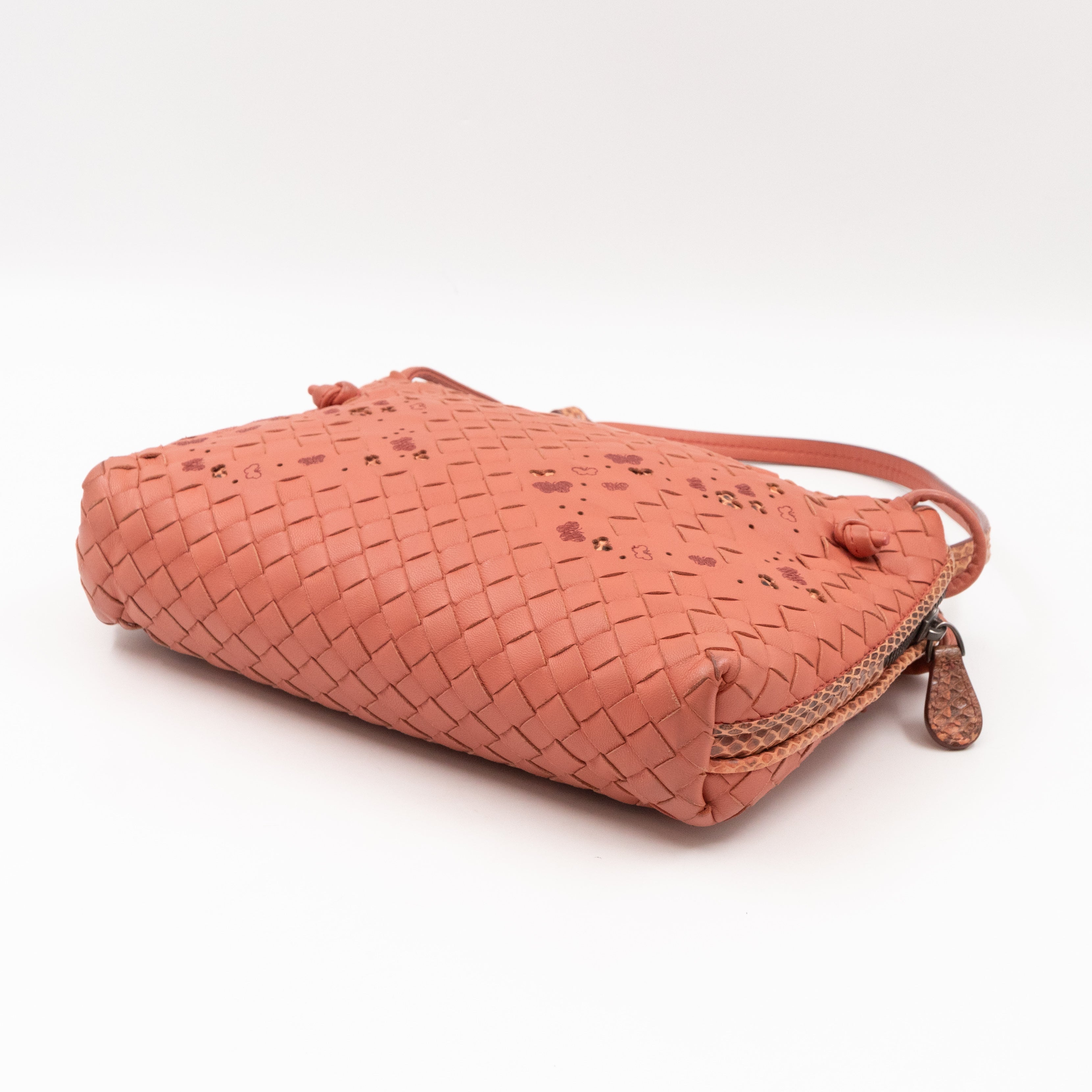 Nodini Crossbody Pink Butterfly Intrecciato Python Trim