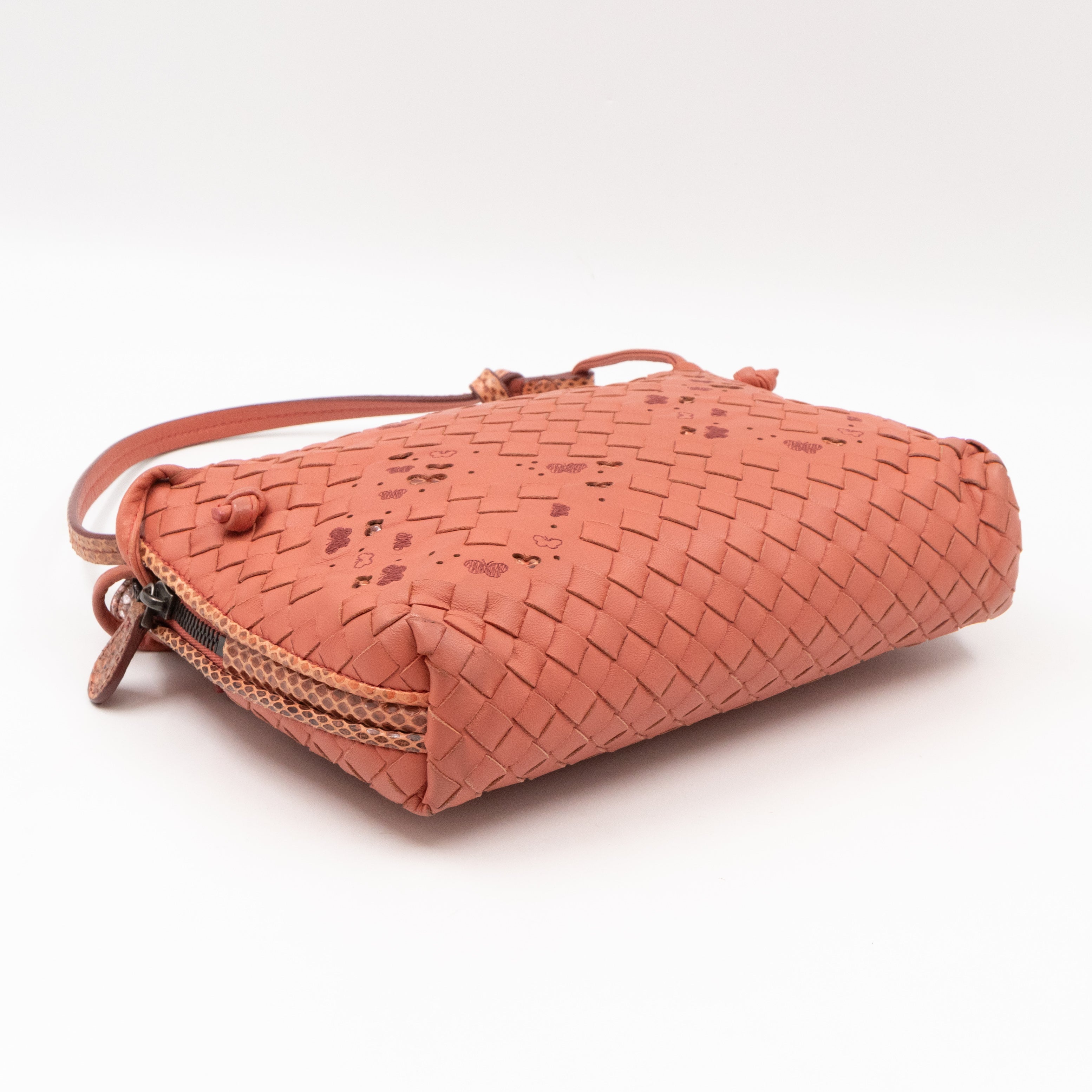 Nodini Crossbody Pink Butterfly Intrecciato Python Trim