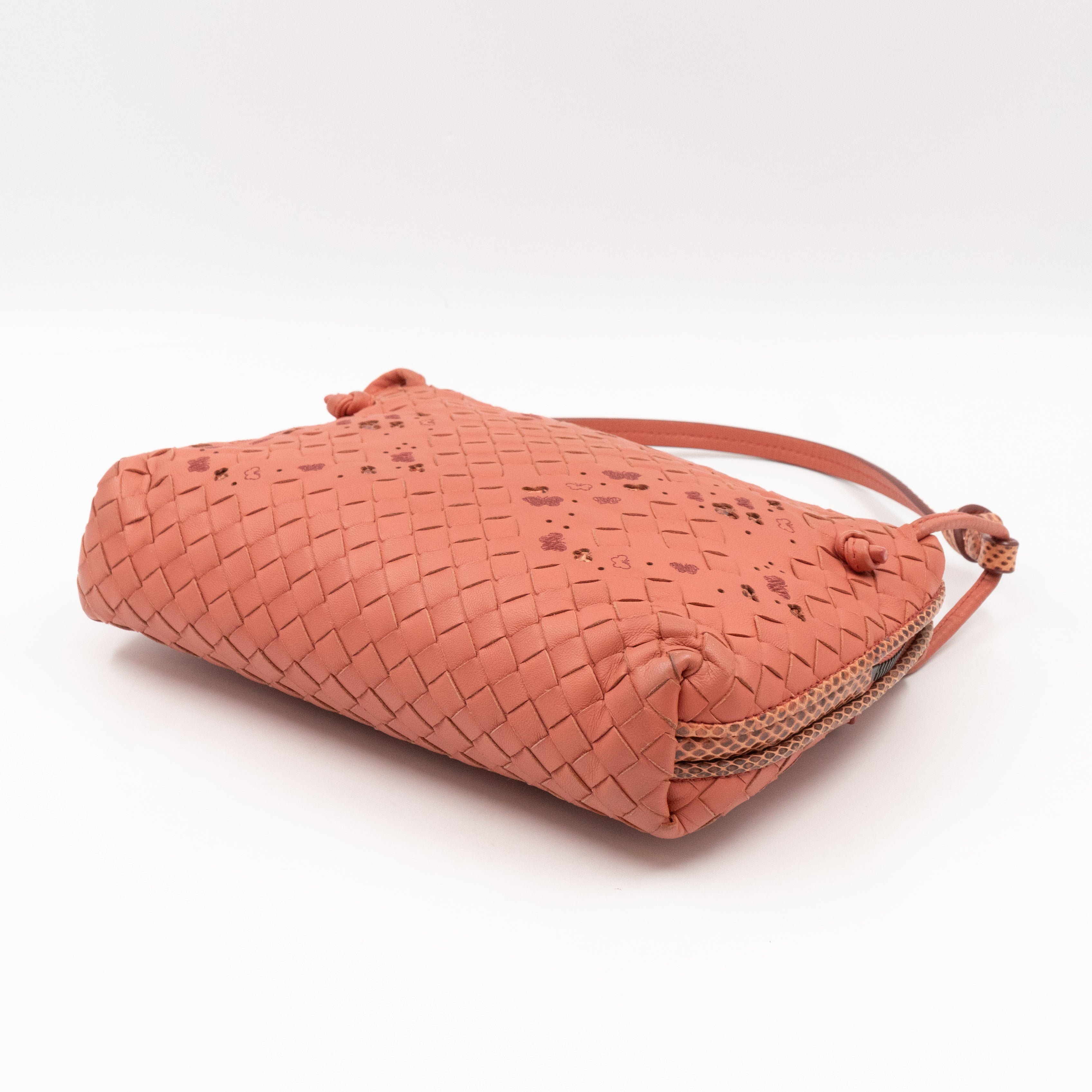 Nodini Crossbody Pink Butterfly Intrecciato Python Trim