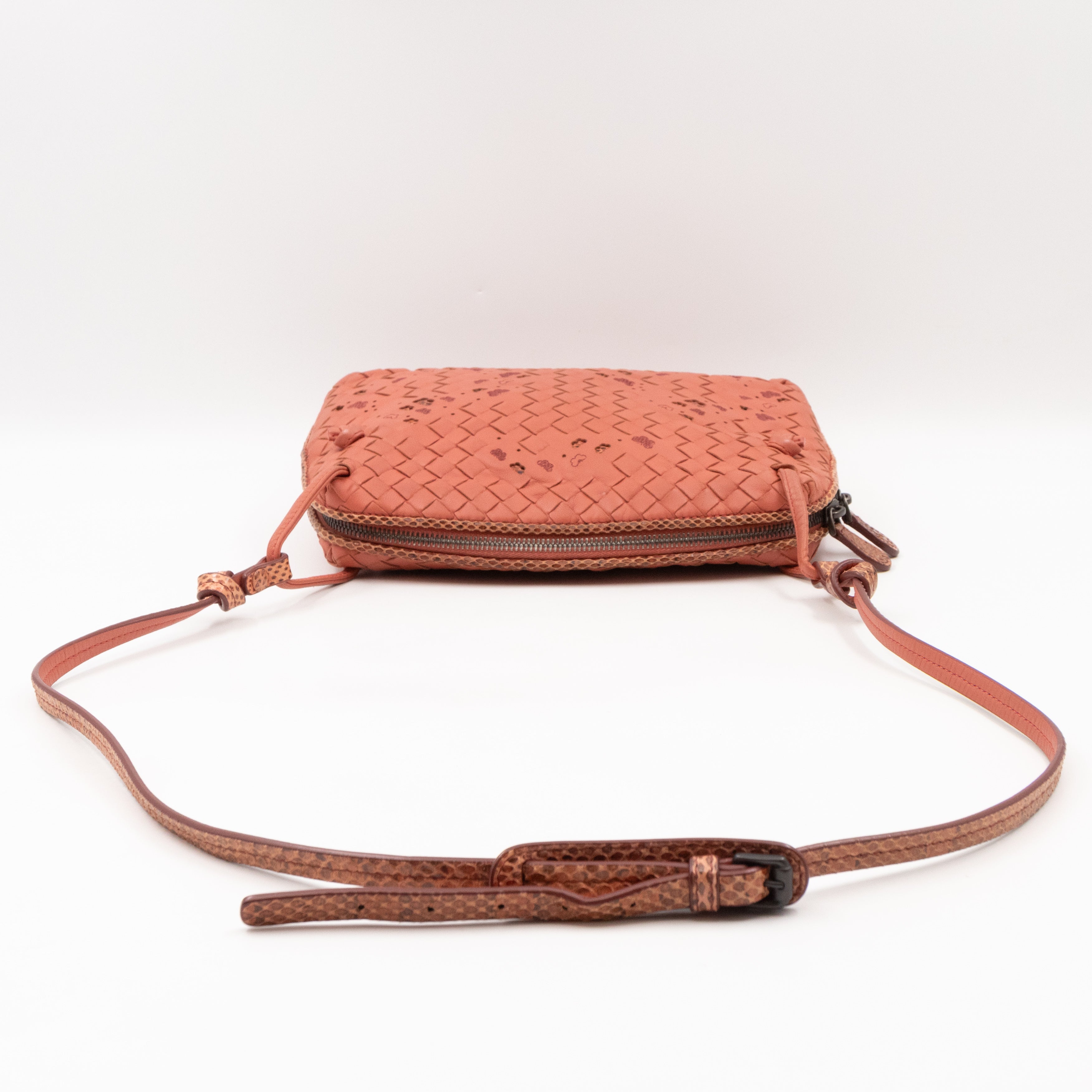 Nodini Crossbody Pink Butterfly Intrecciato Python Trim