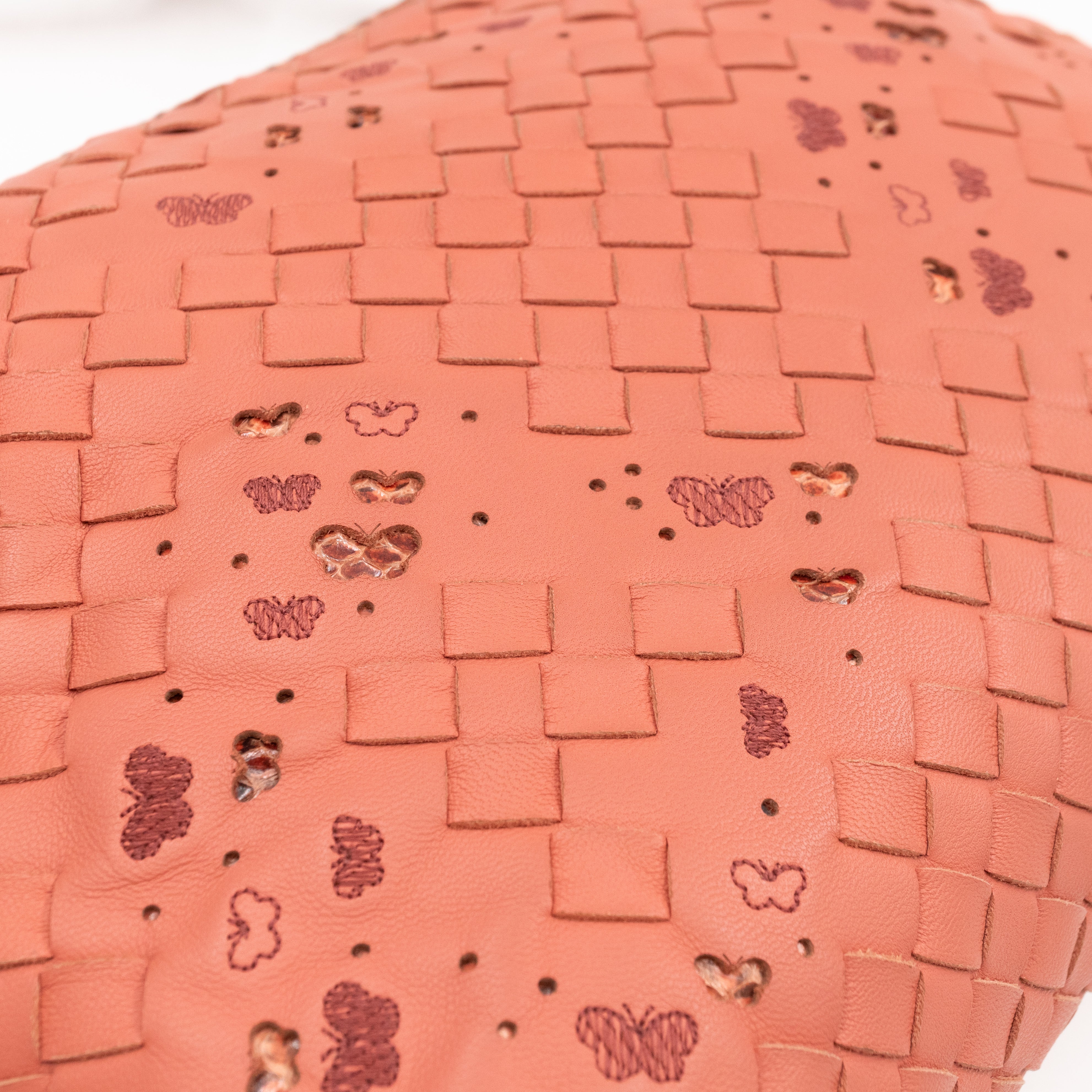 Nodini Crossbody Pink Butterfly Intrecciato Python Trim