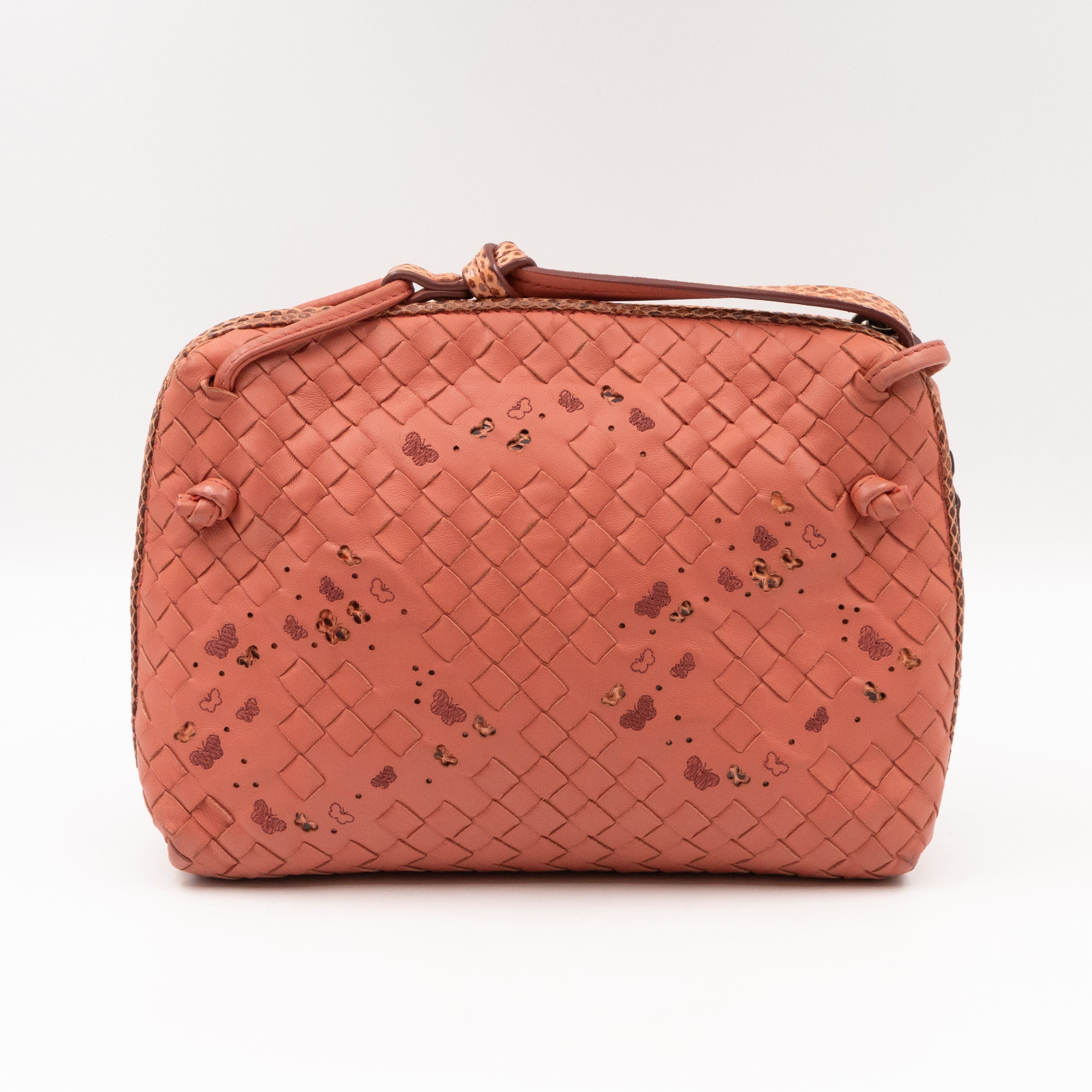 Nodini Crossbody Pink Butterfly Intrecciato Python Trim