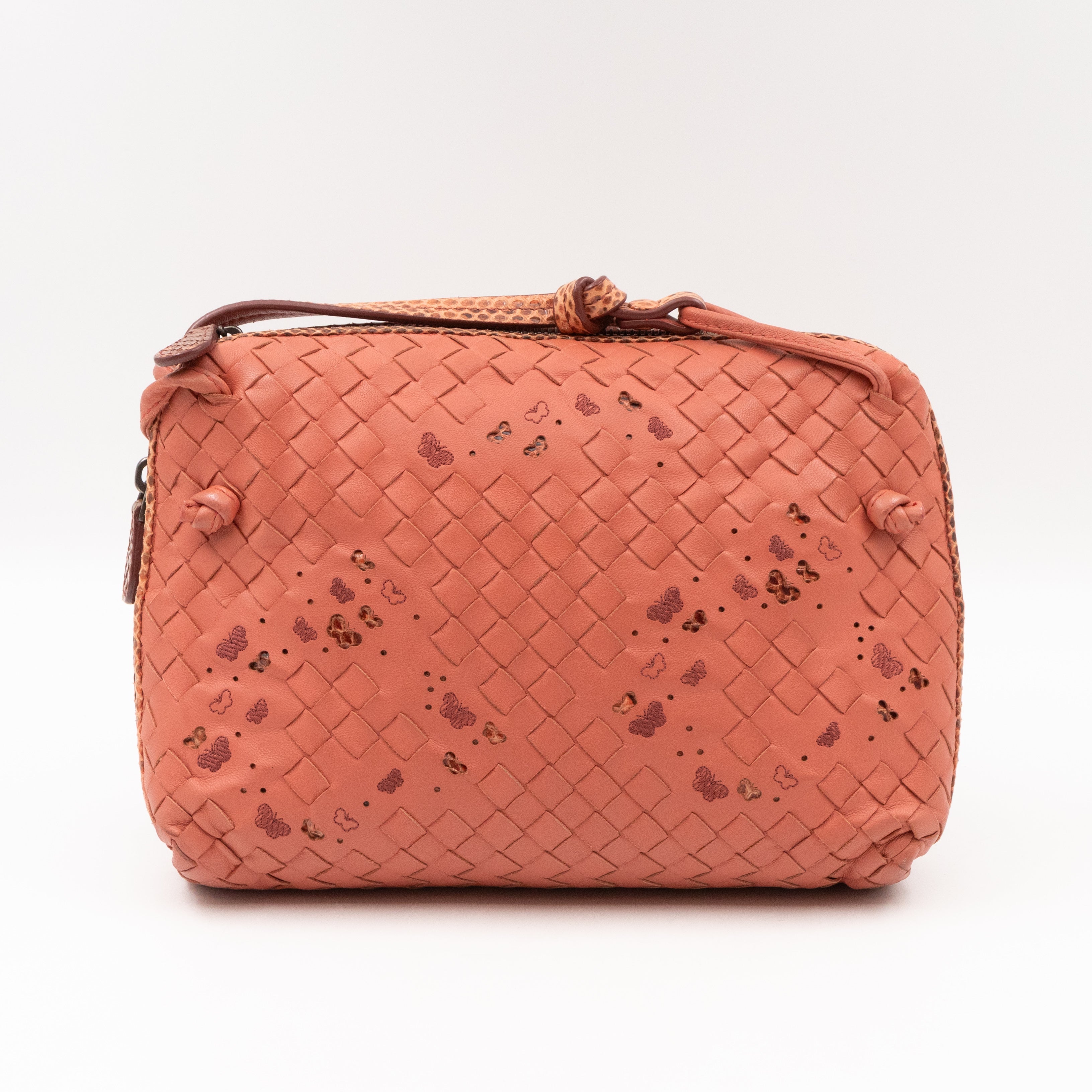 Nodini Crossbody Pink Butterfly Intrecciato Python Trim