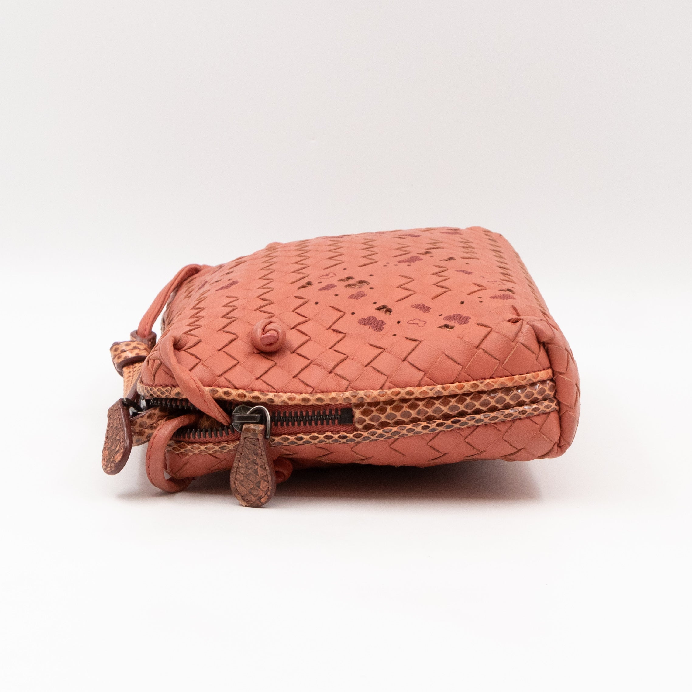 Nodini Crossbody Pink Butterfly Intrecciato Python Trim