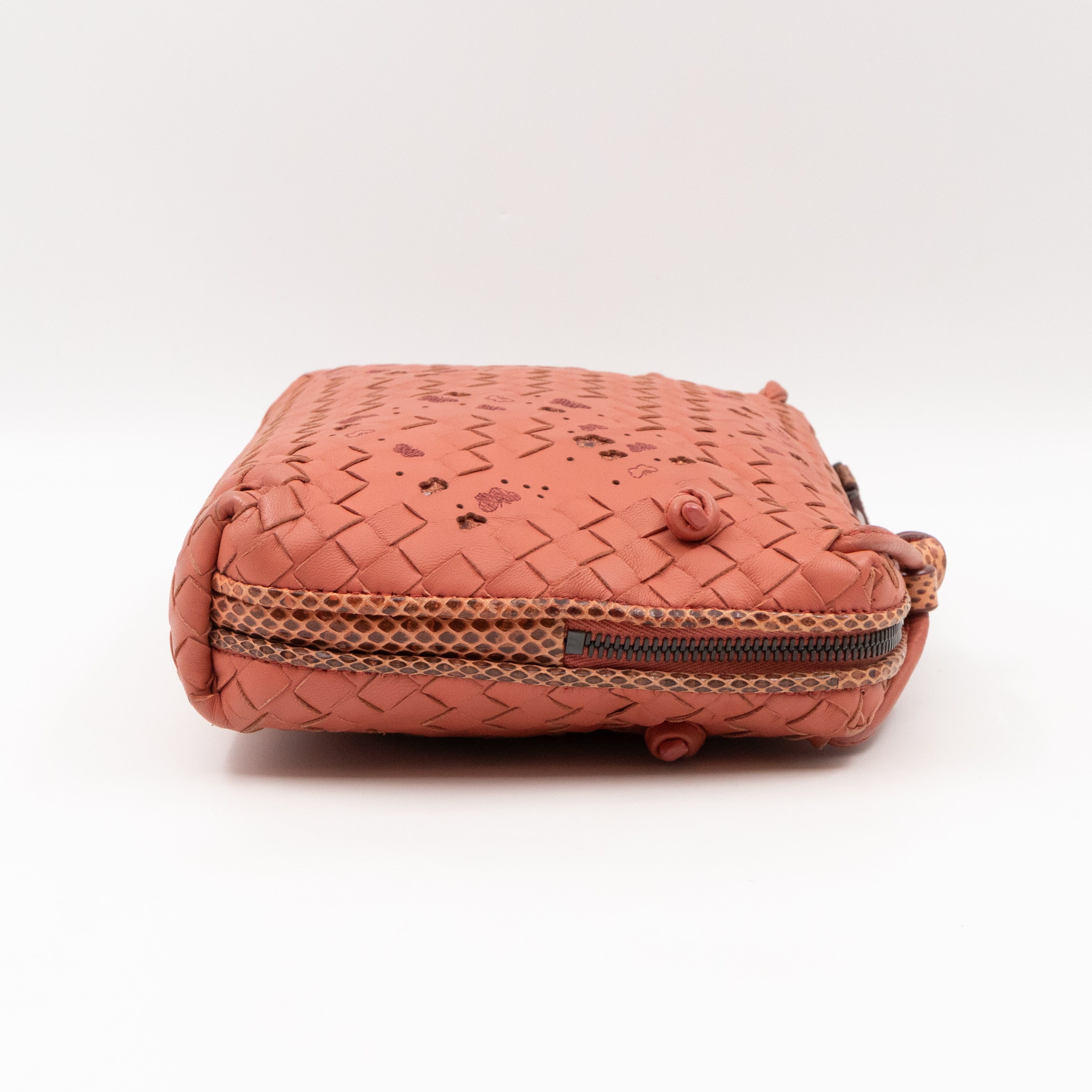 Nodini Crossbody Pink Butterfly Intrecciato Python Trim