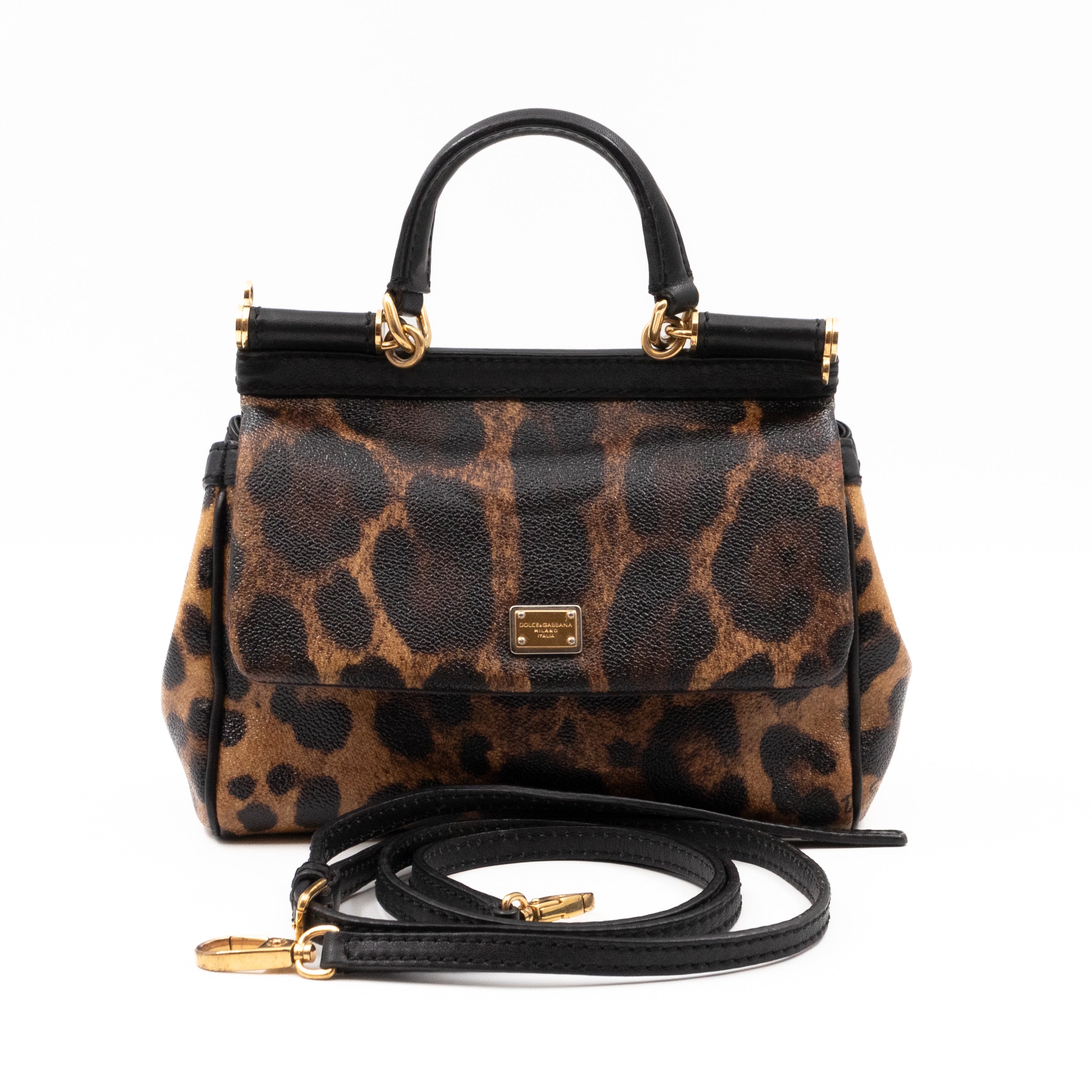 Sicily Mini Leopard Print Coated Canvas