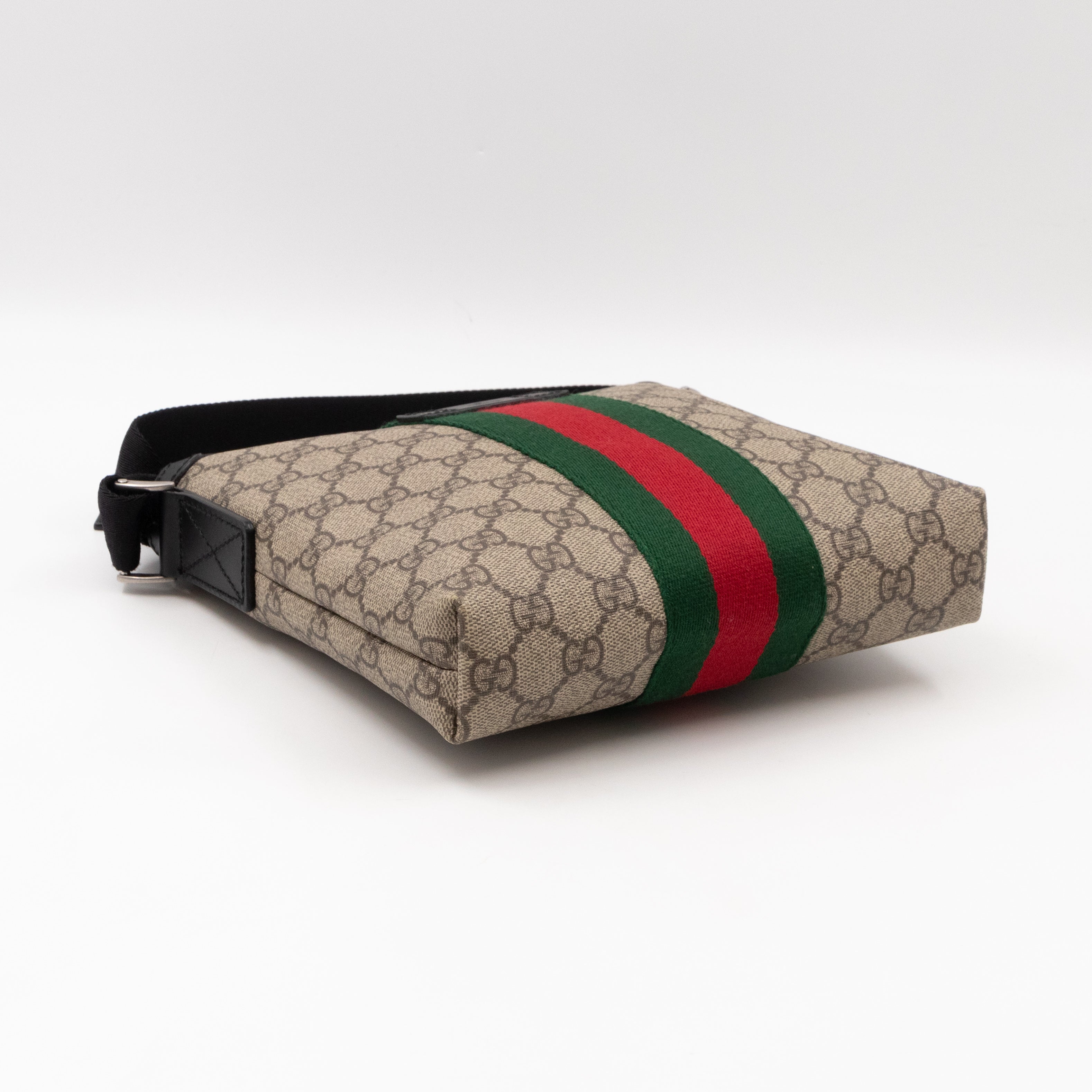 Messenger Small GG Supreme with Web Stripe Black Leather