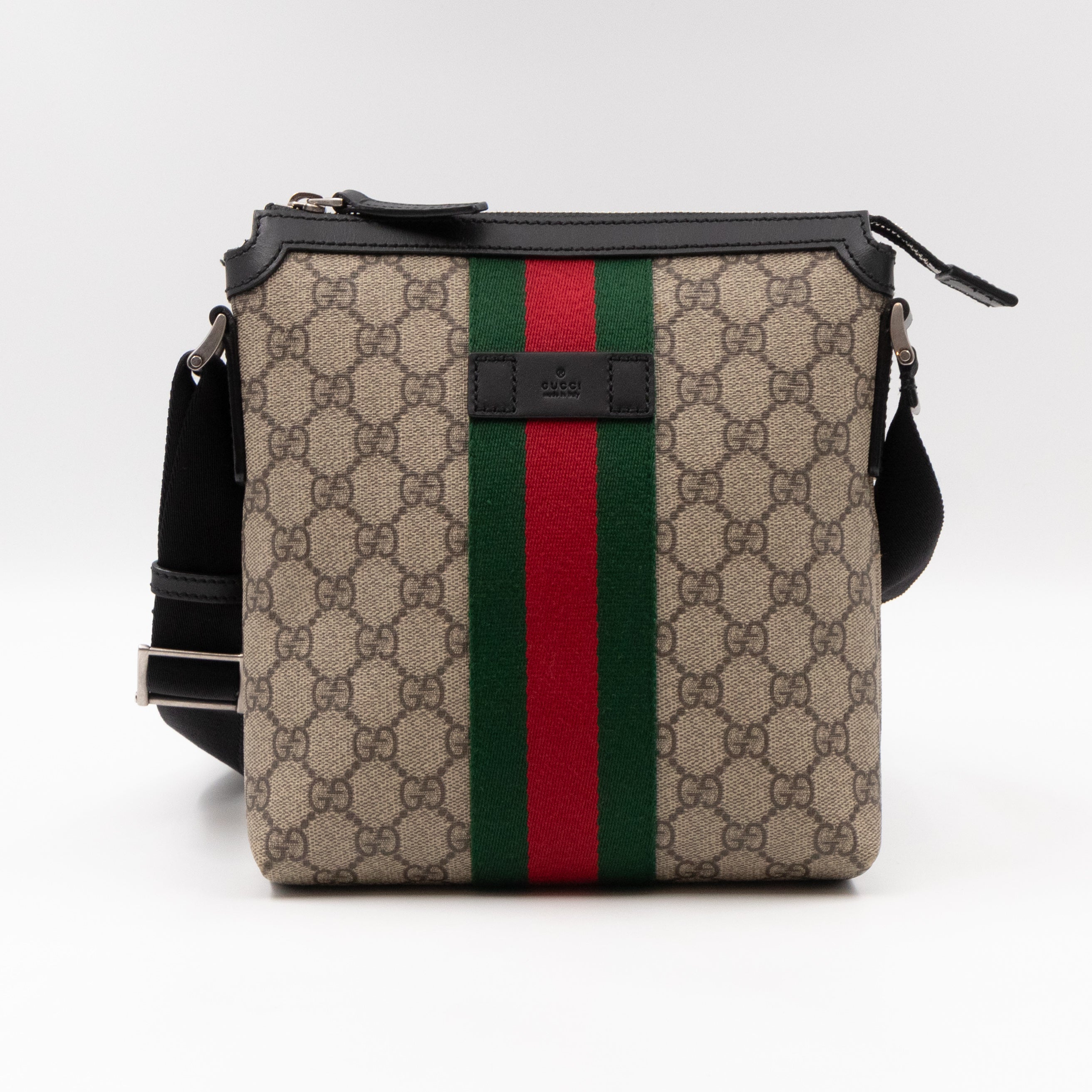 Messenger Small GG Supreme with Web Stripe Black Leather