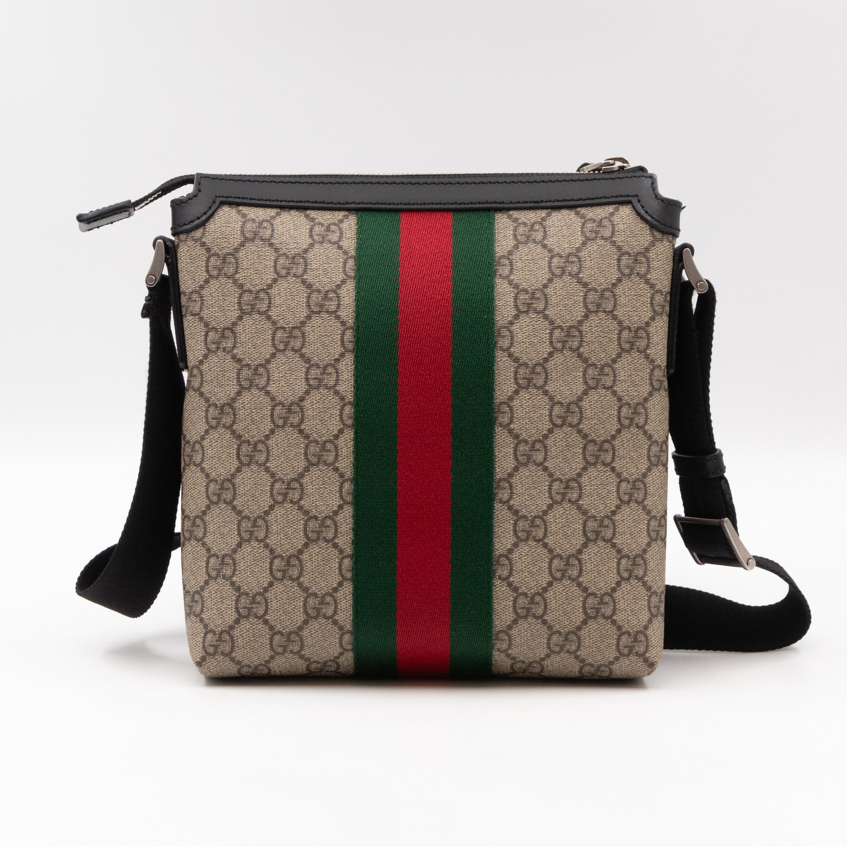 Messenger Small GG Supreme with Web Stripe Black Leather