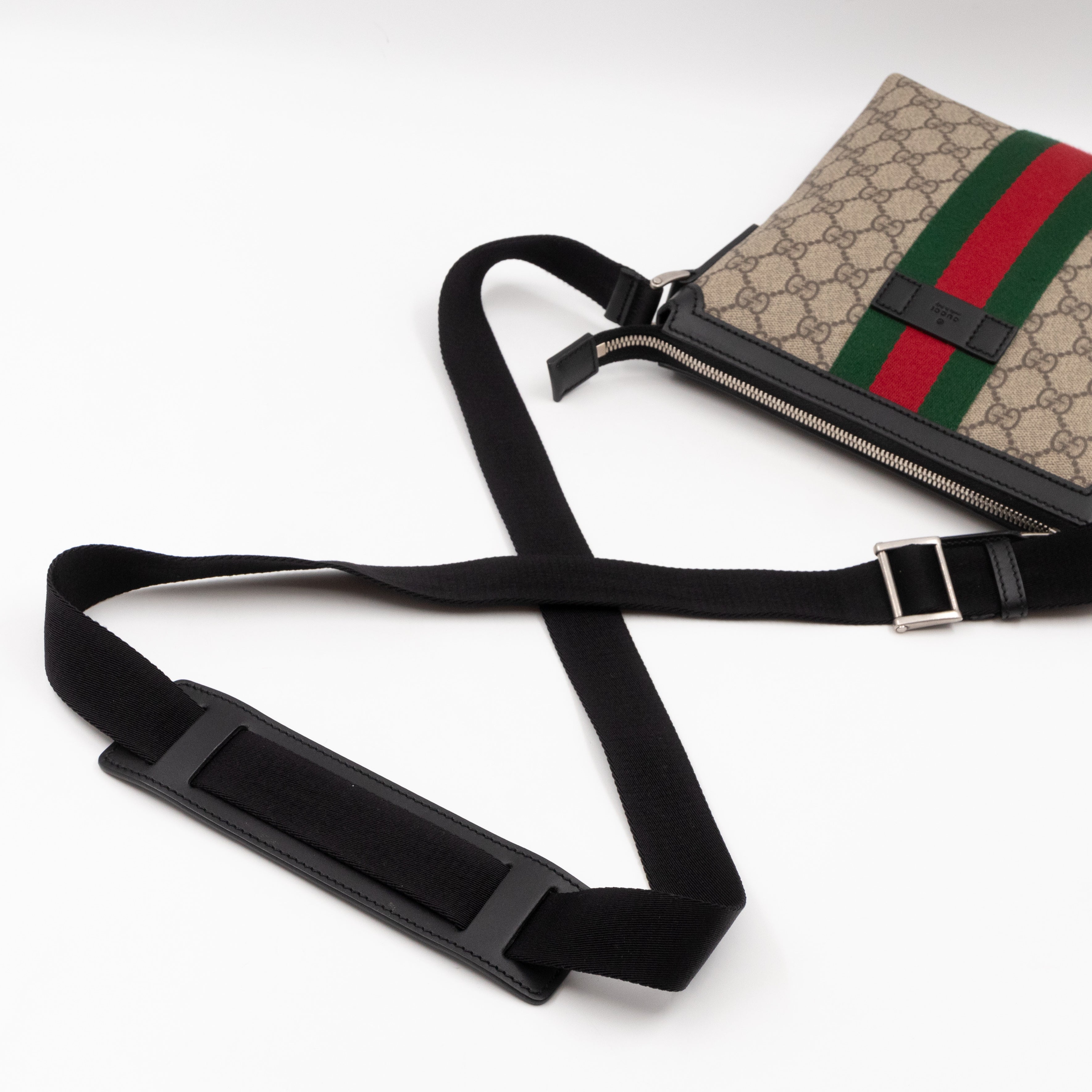 Messenger Small GG Supreme with Web Stripe Black Leather